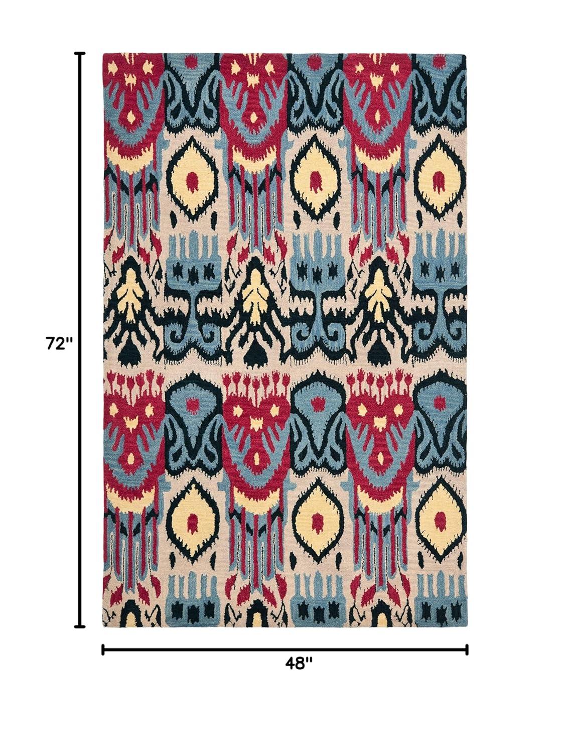 Ikat IKT466 Hand Tufted Area Rug - Beige/Blue - 4'x6' - Safavieh.