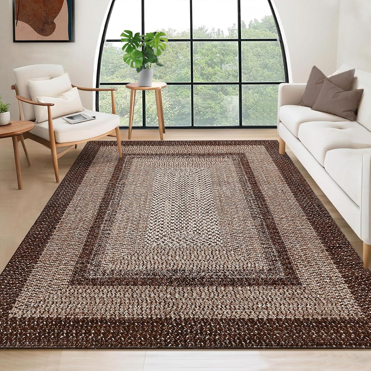 Bungalow Rose 8X10 Braided Print Area Rug Washable Rug
