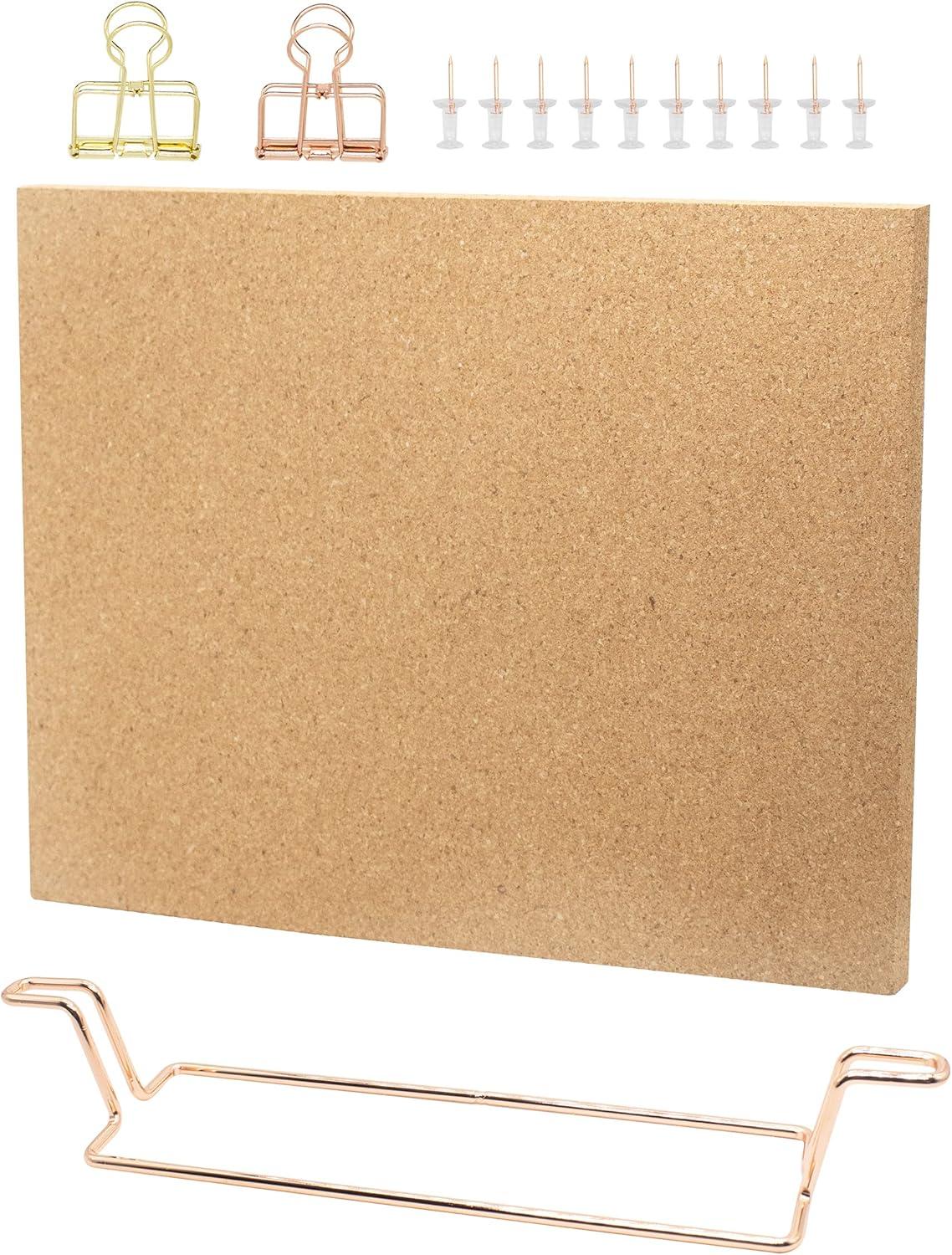 Rose Gold 12.6x9 Inch Cork Board with Metal Stand