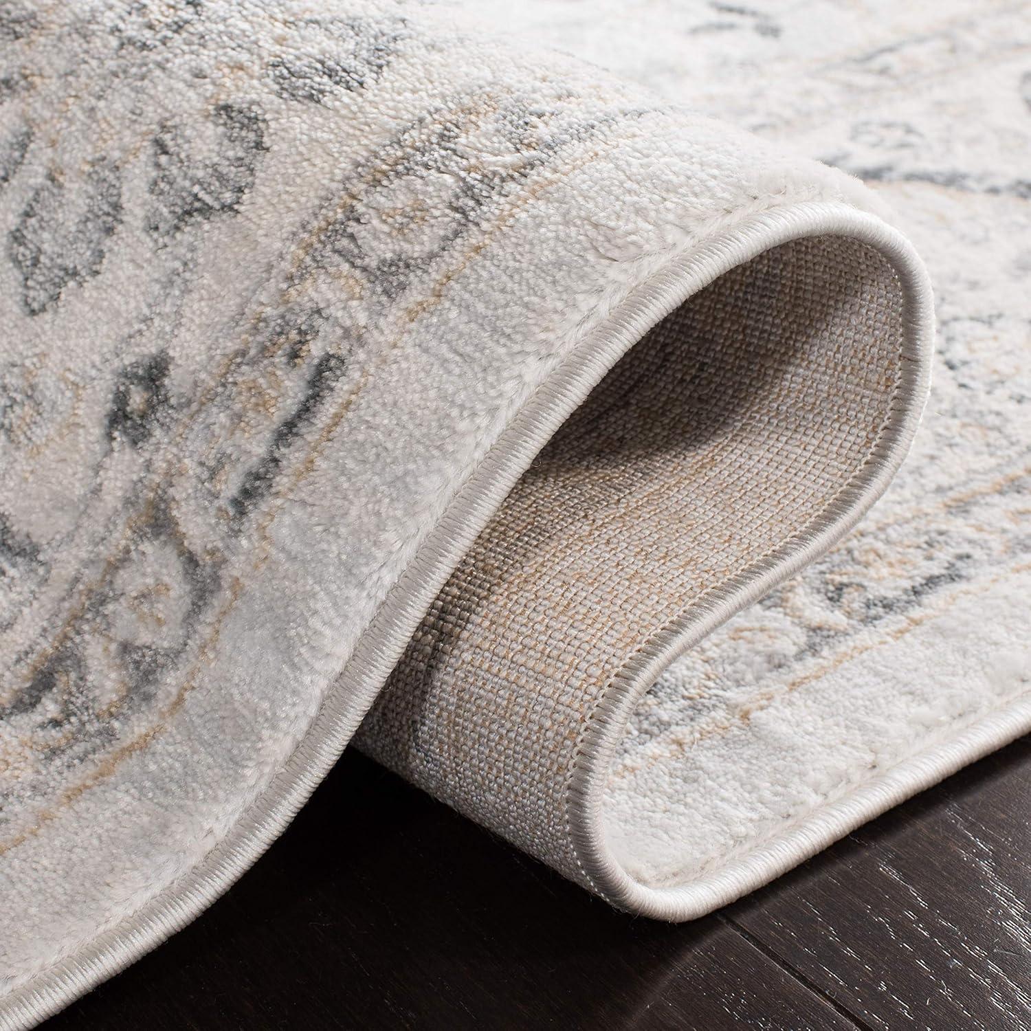 Isabella ISA912 Power Loomed Area Rug - Light Grey/Cream - 6'7"x9' - Safavieh.