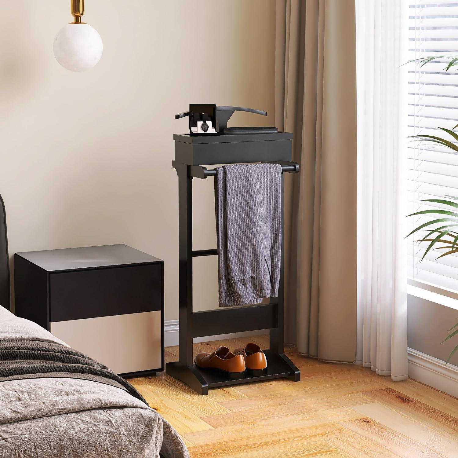 Lark Manor™ Portable Garment Rack Clothes Valet Stand With Storage Organizer Table Entryway Organizer Garment Rack