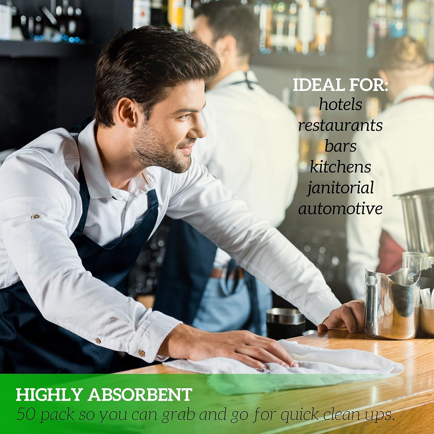 GREEN LIFESTYLE Terry Towels, White Rags, Bar Towels 100% Cotton Absorbent and Durable, Multipurpose Cleaning Rags, Cotton Cleaning Rags, Kitchen Rags, Reusable Shop Rags (14”x17”, Pack of 60)