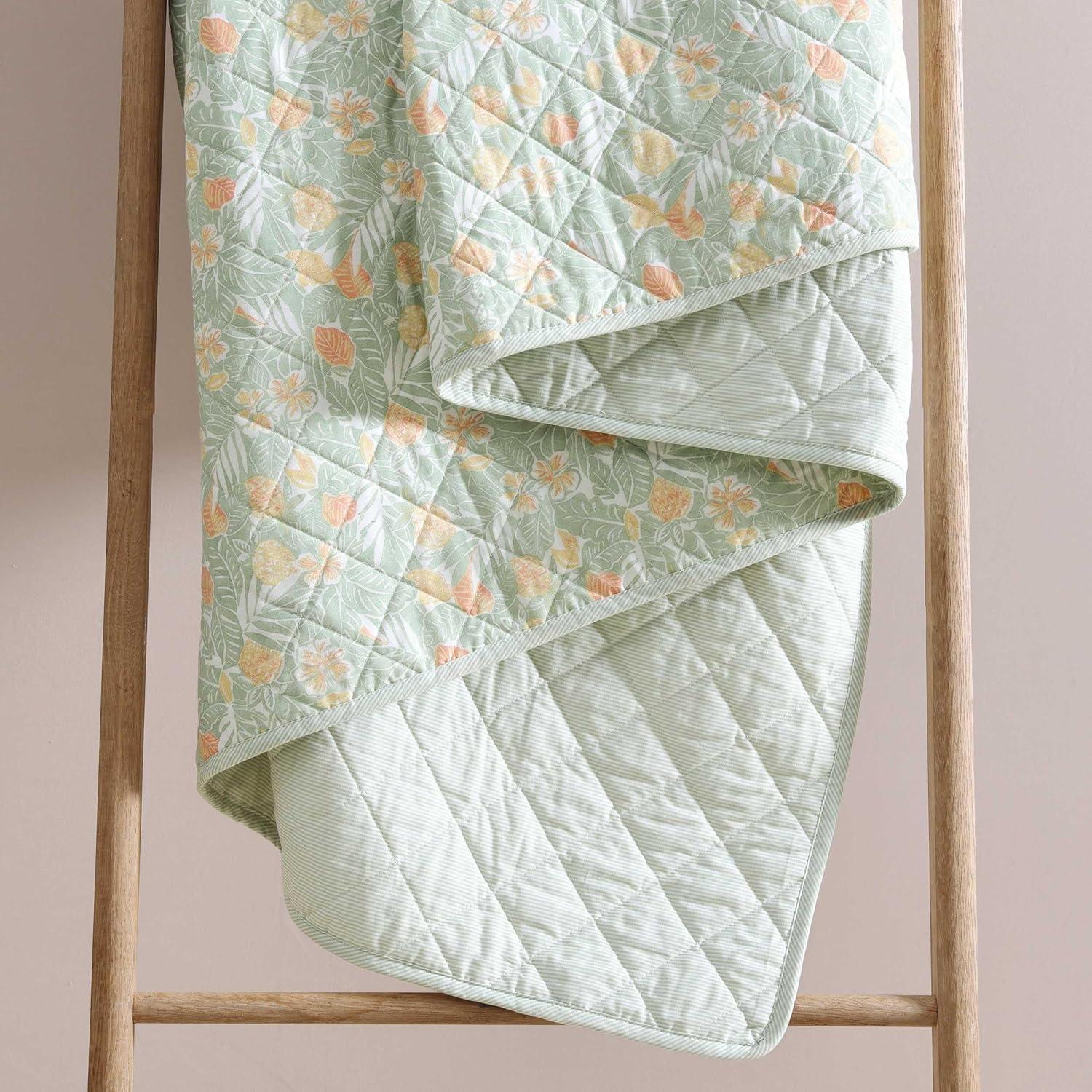 Tommy Bahama Pineapple Bloom Cotton Reversible Green Quilt Set