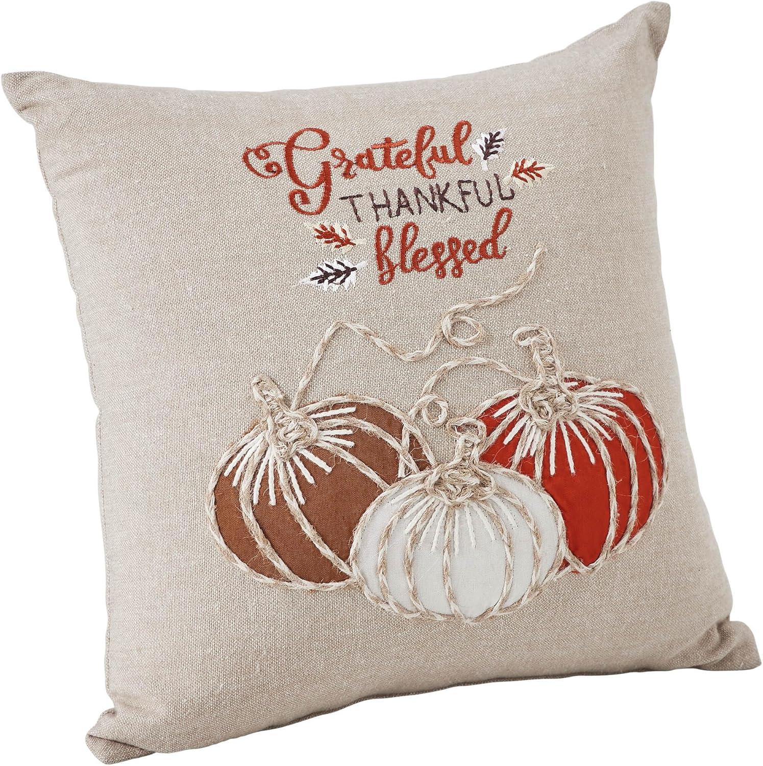 Grateful Thankful Blessed Pumpkins Pillow 12x12