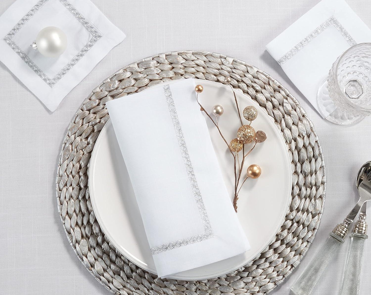 Saro Mayer Collection Polyester Embroidered Square Napkin (Set of 4)