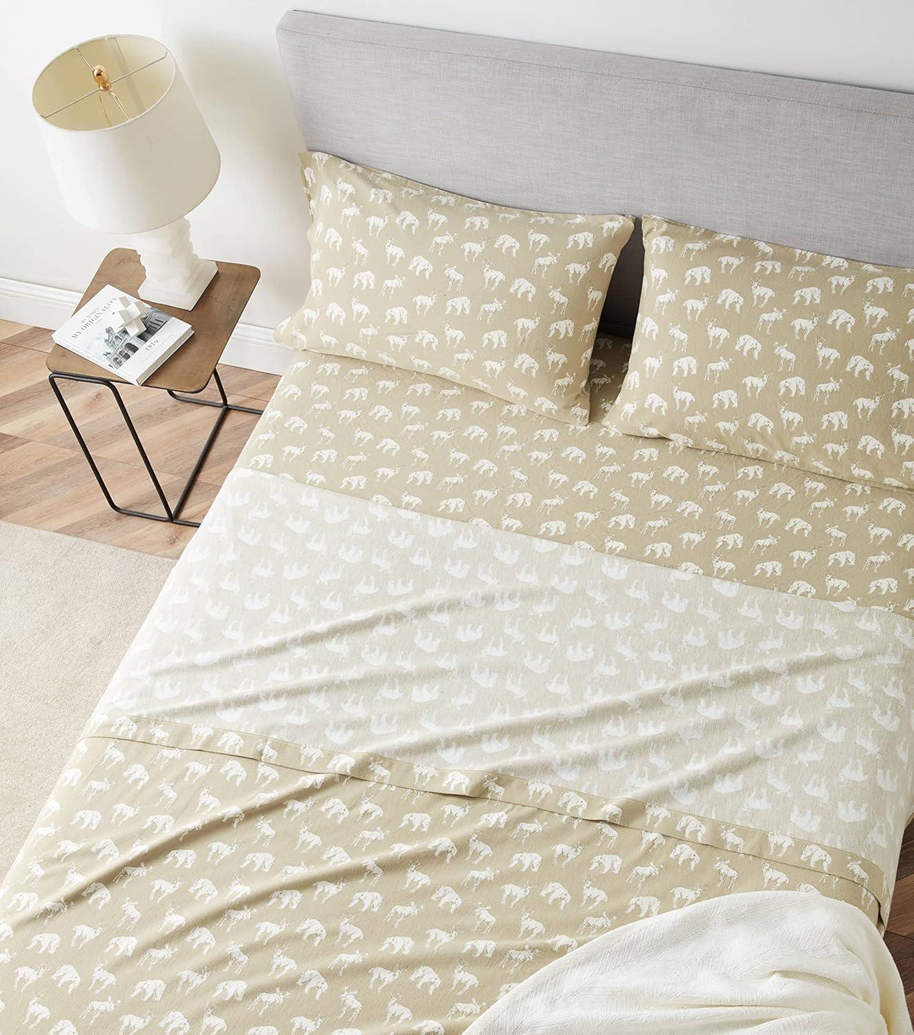 Full Patterned Flannel Sheet Set Tan - Eddie Bauer