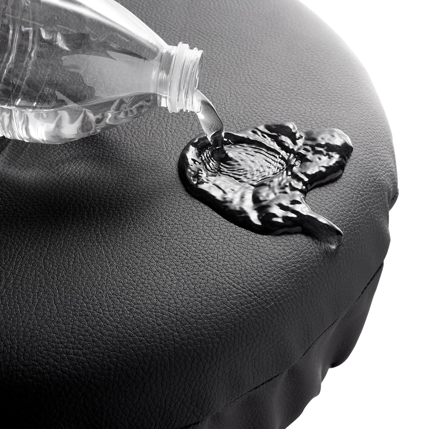 Saloniture 2-Pack Round Stool Seat Cover, 15-1/2" Waterproof Slipcover for Swivel Chair or Barstool - Cream