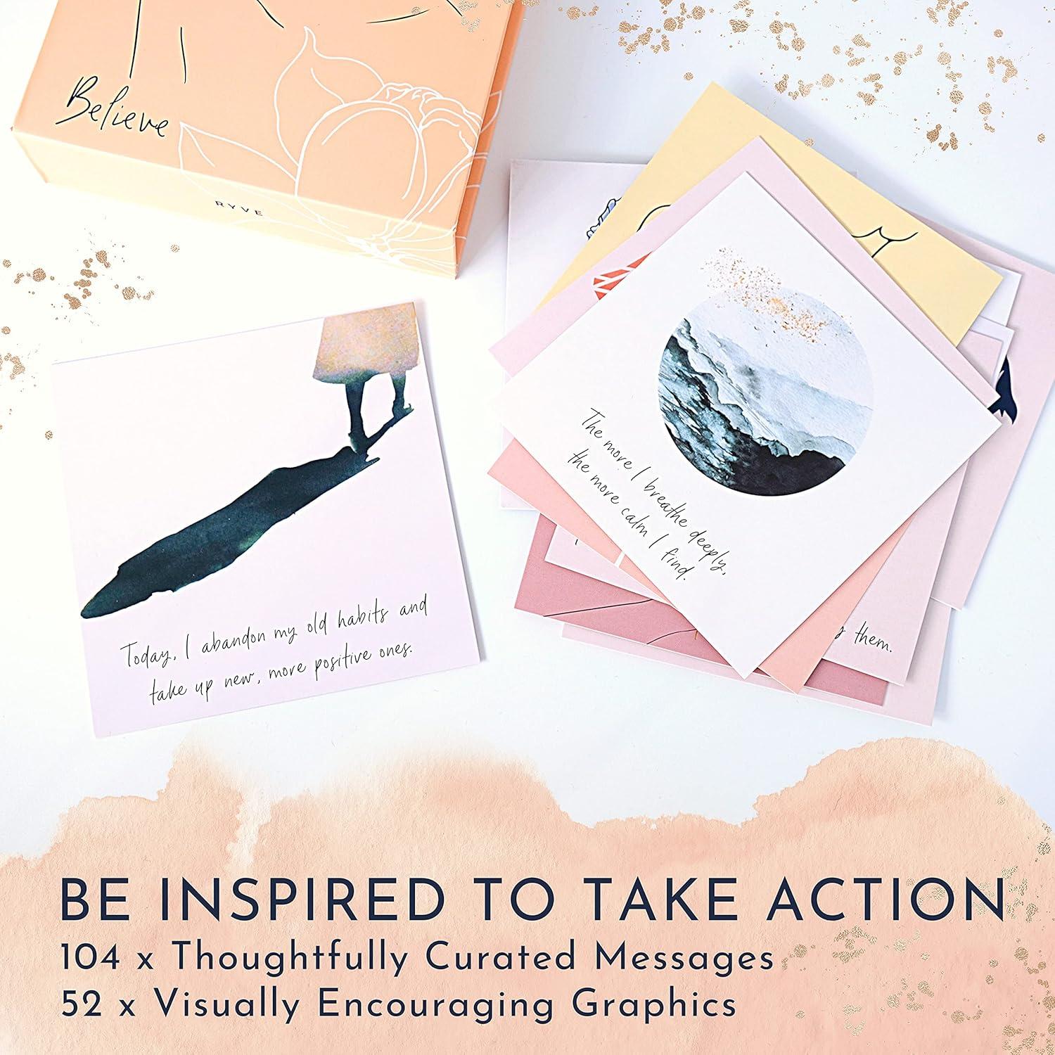 RYVE Positive Affirmations Cards for Women, 52 Count
