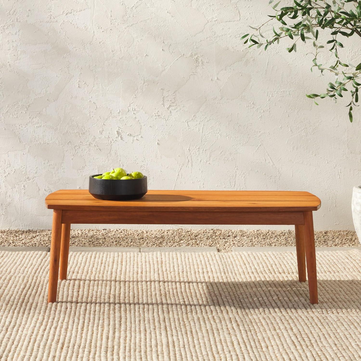 Mesa de Centro Moderna de Madera Maciza Estilo Huso para Exteriores - Marrón