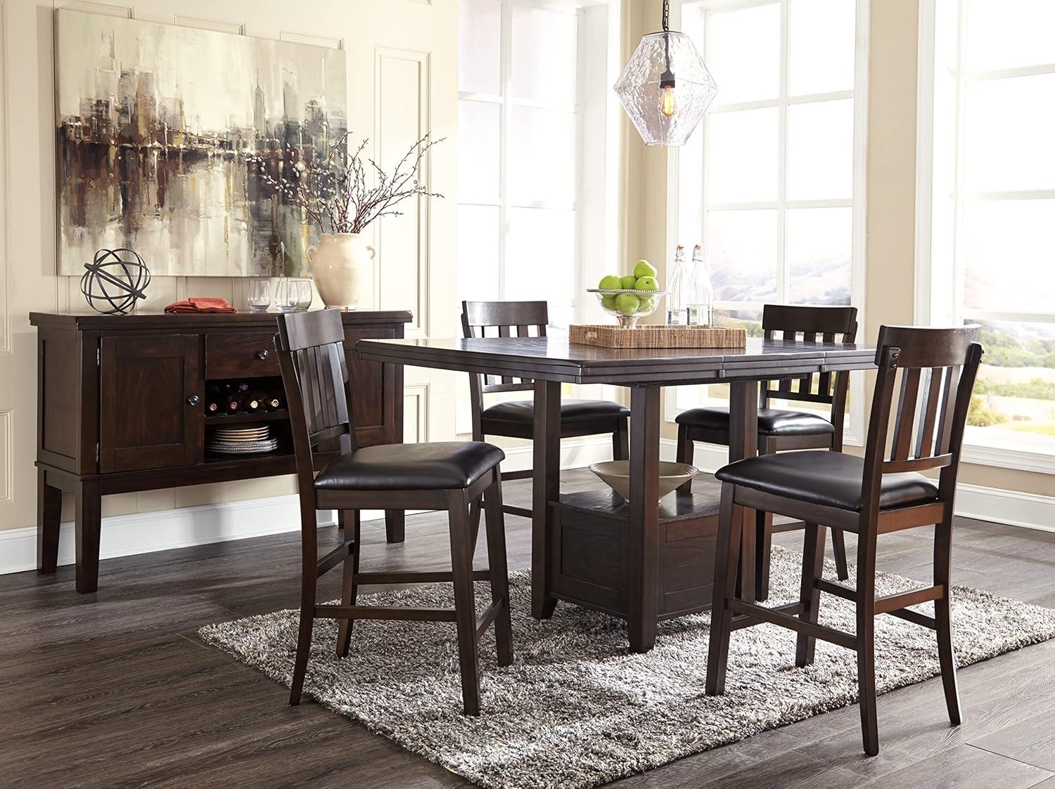 Counter Height Extendable Dining Table Dark Chestnut - Signature Design by Ashley: Removable Leaf, Seats 6, Wood Veneer