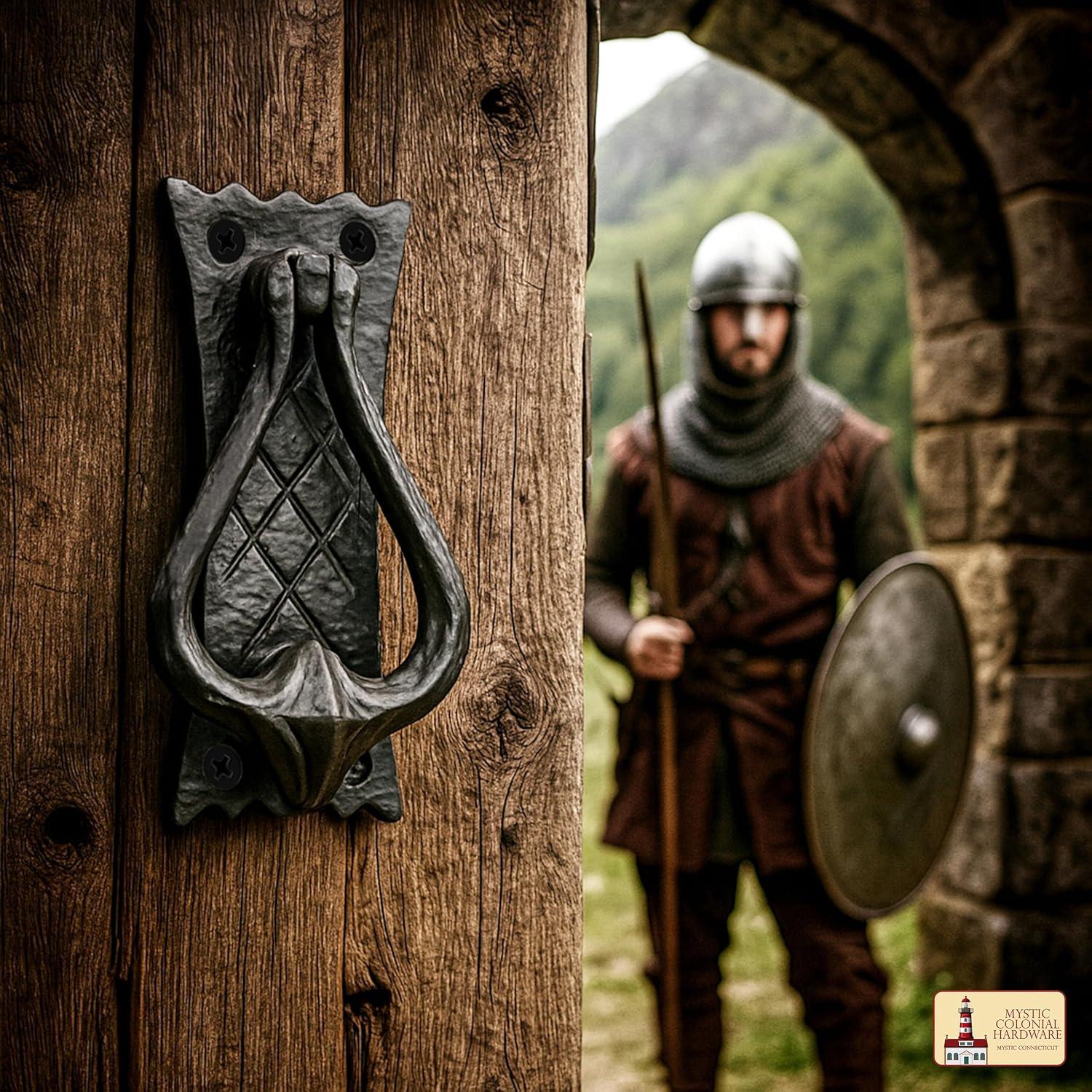 Mystic Colonial Hardware Bedroom Door Knocker Antique Black Ironmongery - True Solid CAST Iron - 4.7 inches