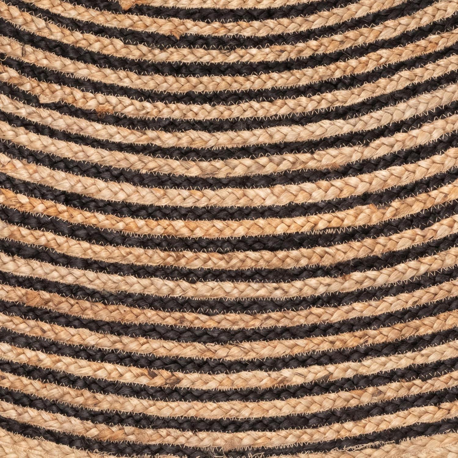 Superior Braided Jute Handwoven Indoor Outdoor Area Rug, 10' Round, Black