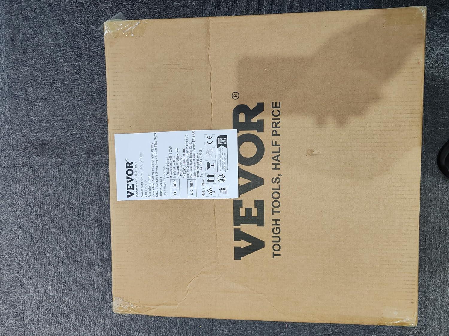 VEVOR Outdoor BBQ Kitchen Door - 14W x 20H Inch Stainless Steel Flush Mount Vertical Wall Door with Handle for Island, Grilling Station