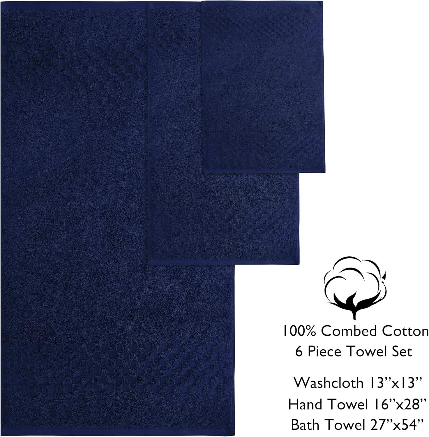 Navy Blue Oversized Cotton Hand and Washcloth Set