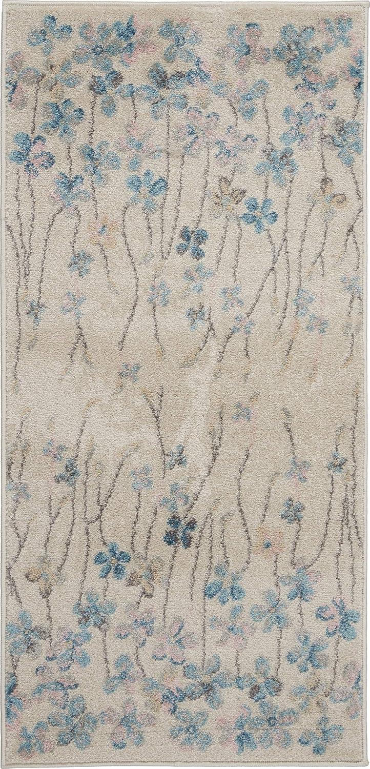 Nourison Tranquil Contemporary Floral Ivory 2' X 4' Area Rug, (2' x 4')