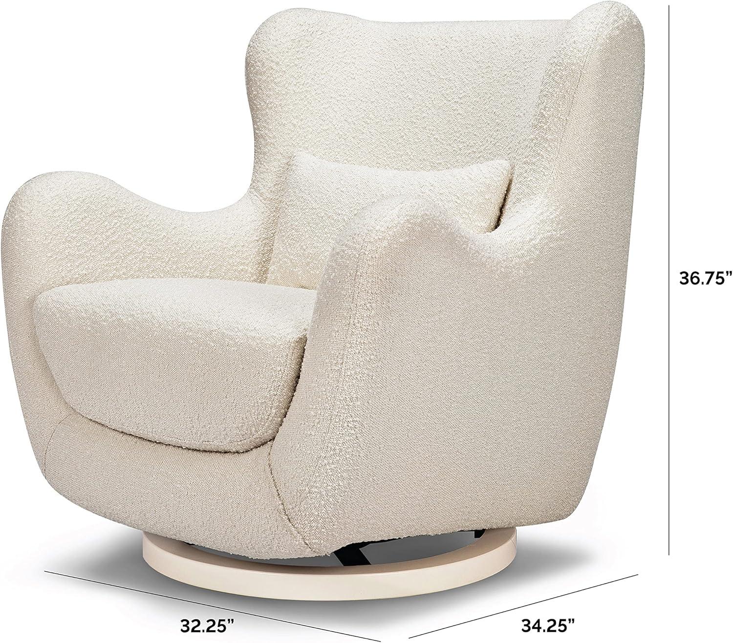 Babyletto x Nursery Works Solstice Ivory Boucle Nursery Glider Chair with Ivory Wood Base