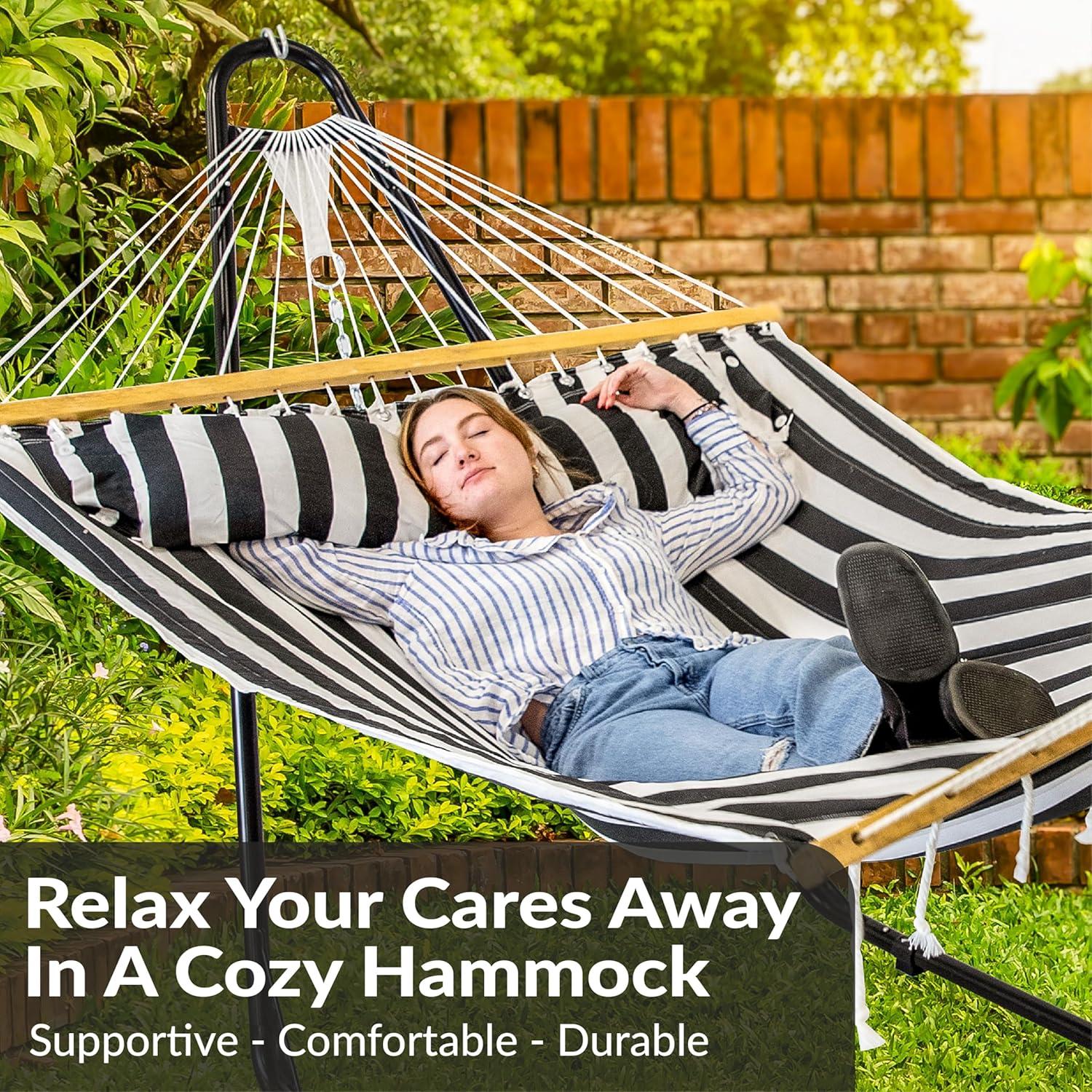 2-Person Quilted Polyester Spreader Bar Hammock