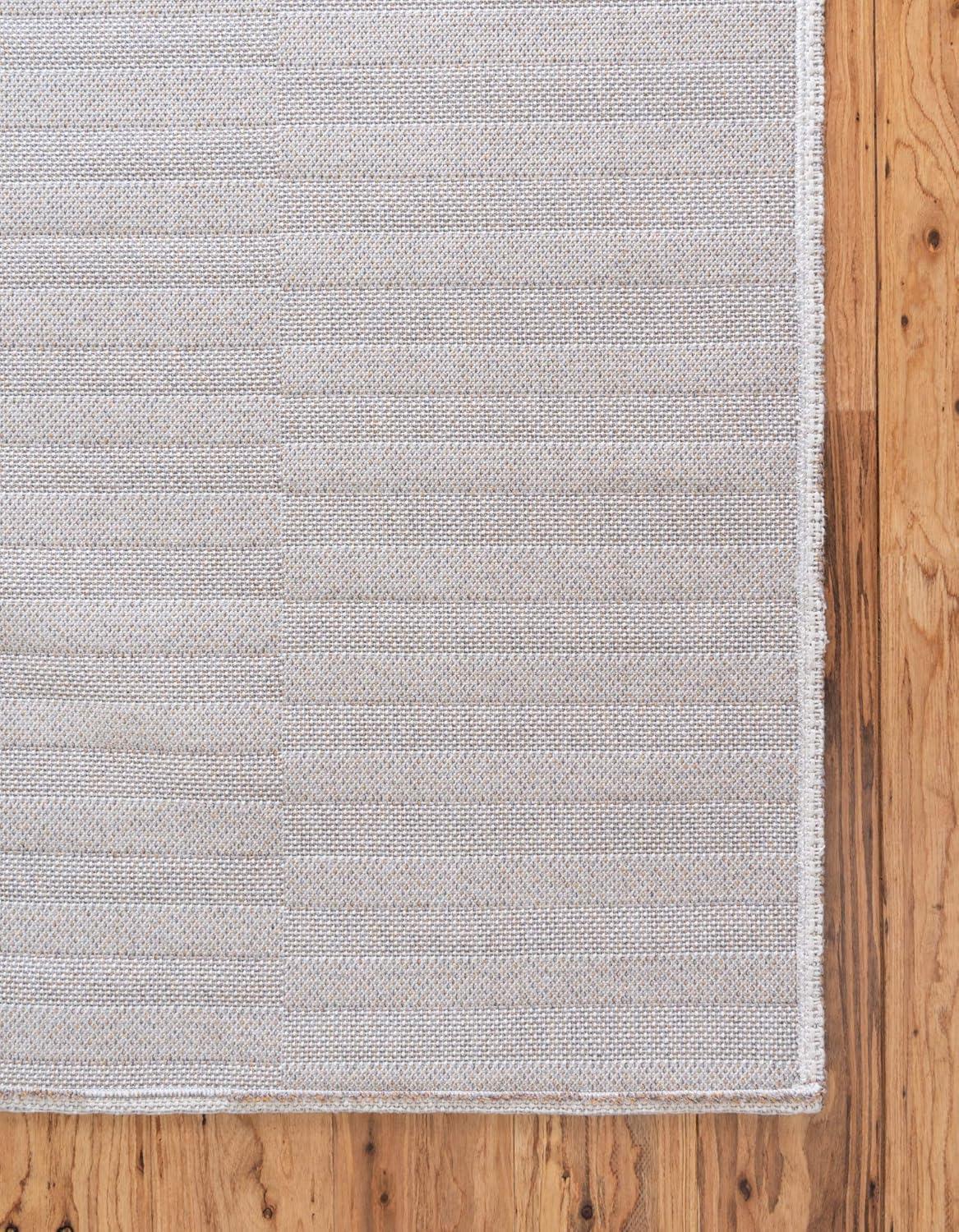 Taupe and Ivory Striped Flatweave Cotton Area Rug