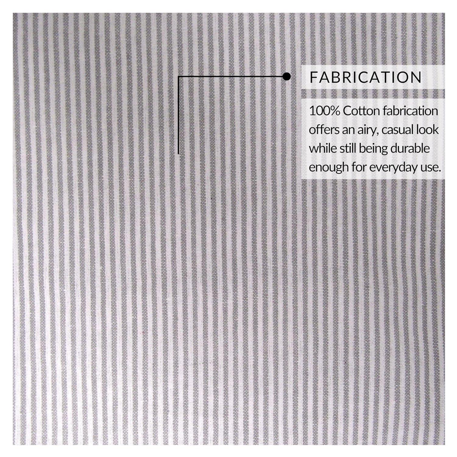 Gracie Oaks Liviana Striped Cotton Tailored 30'' W Kitchen Curtain (Set of 2)