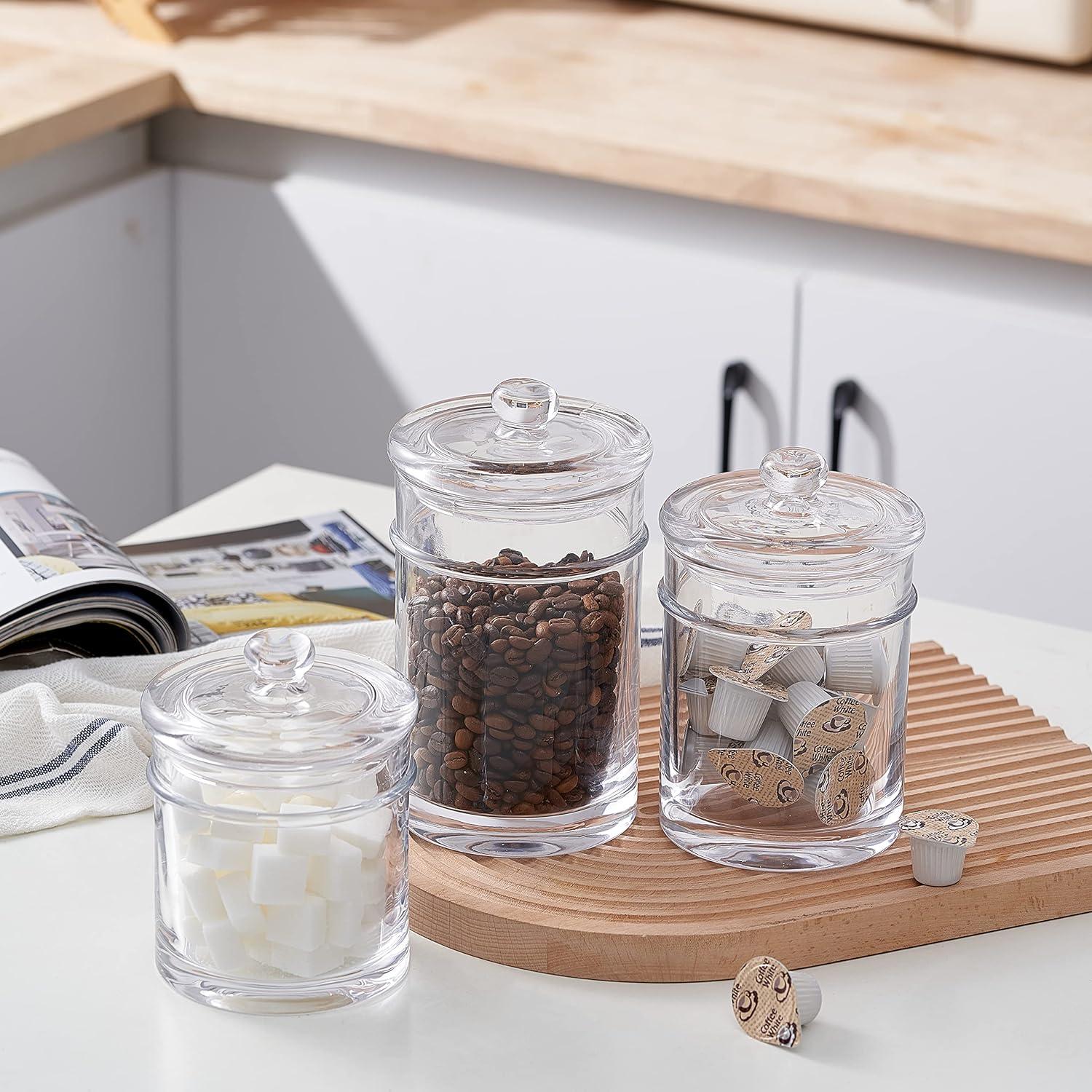 Whole Housewares | Glass Apothecary Jars (4.5 Inch) with Lids | Set of 3