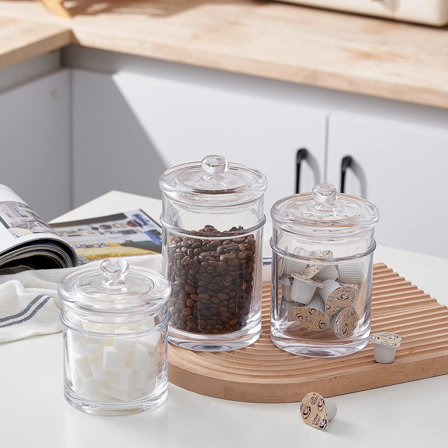 Whole Housewares | Glass Apothecary Jars (4.5 Inch) with Lids | Set of 3