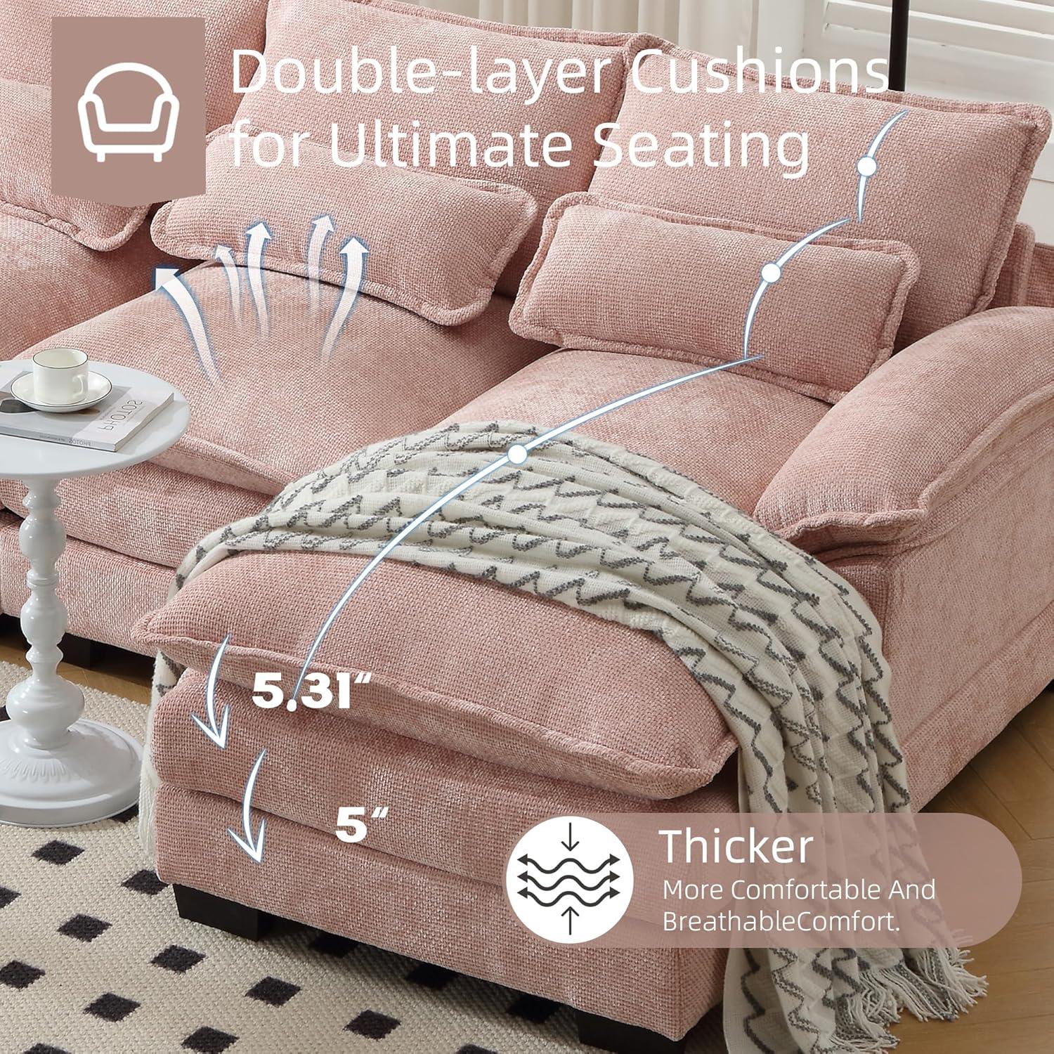 Latitude Run® Millan U Shape Sectional Sofa Cloud Couch, 110" Modern Chenille Comfy Modular Sofa