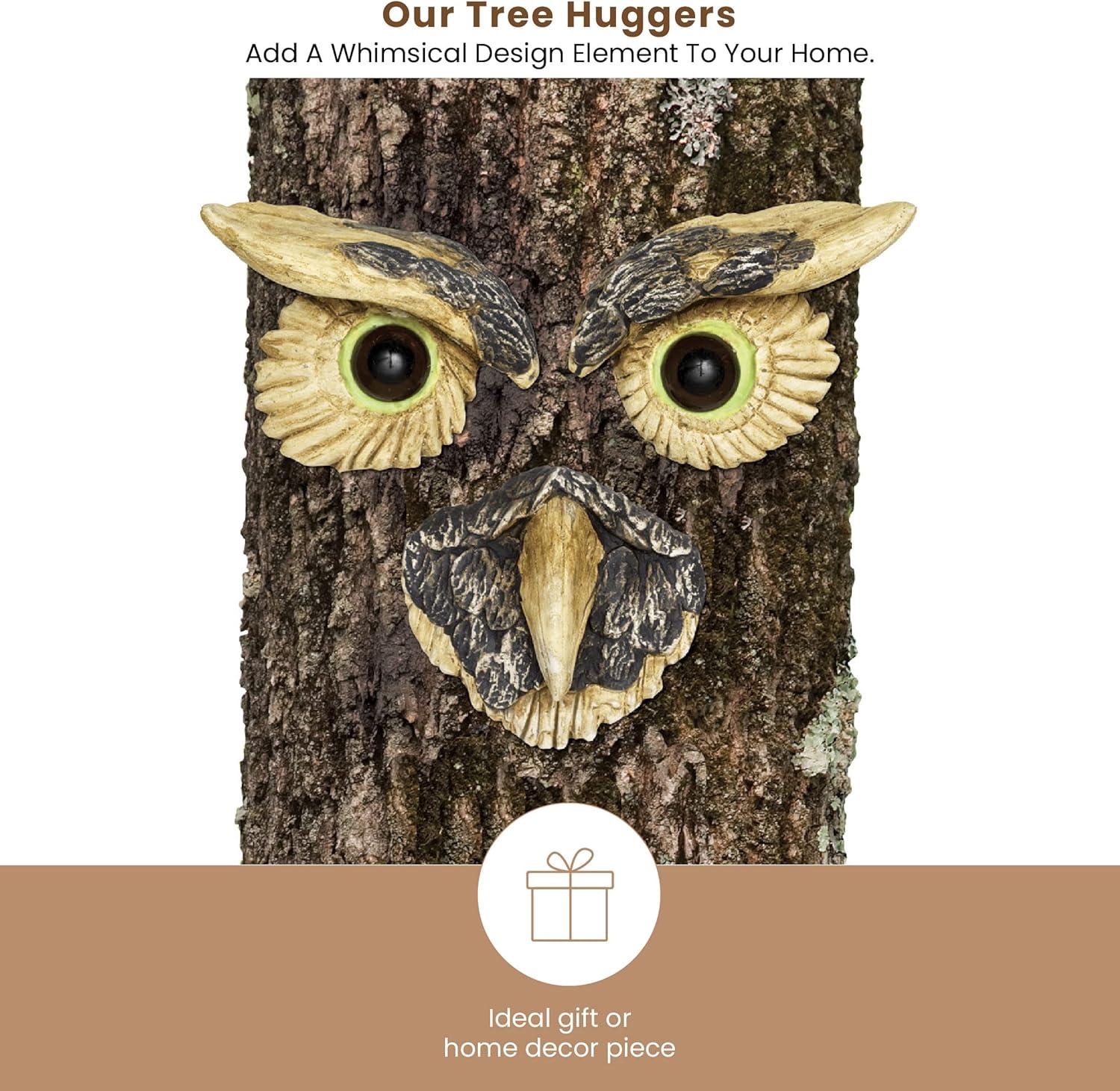 Bits and Pieces Owl Face Tree Hugger Garden Peeker Yard Art Outdoor Whimsical Tree Face Decoration