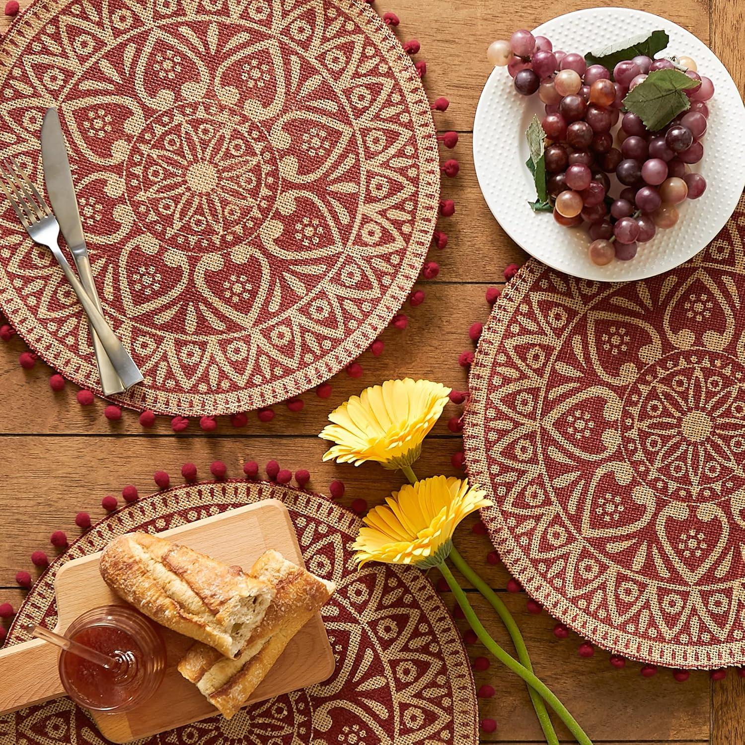 Dart Jute Geometric Round Placemat (Set of 6)
