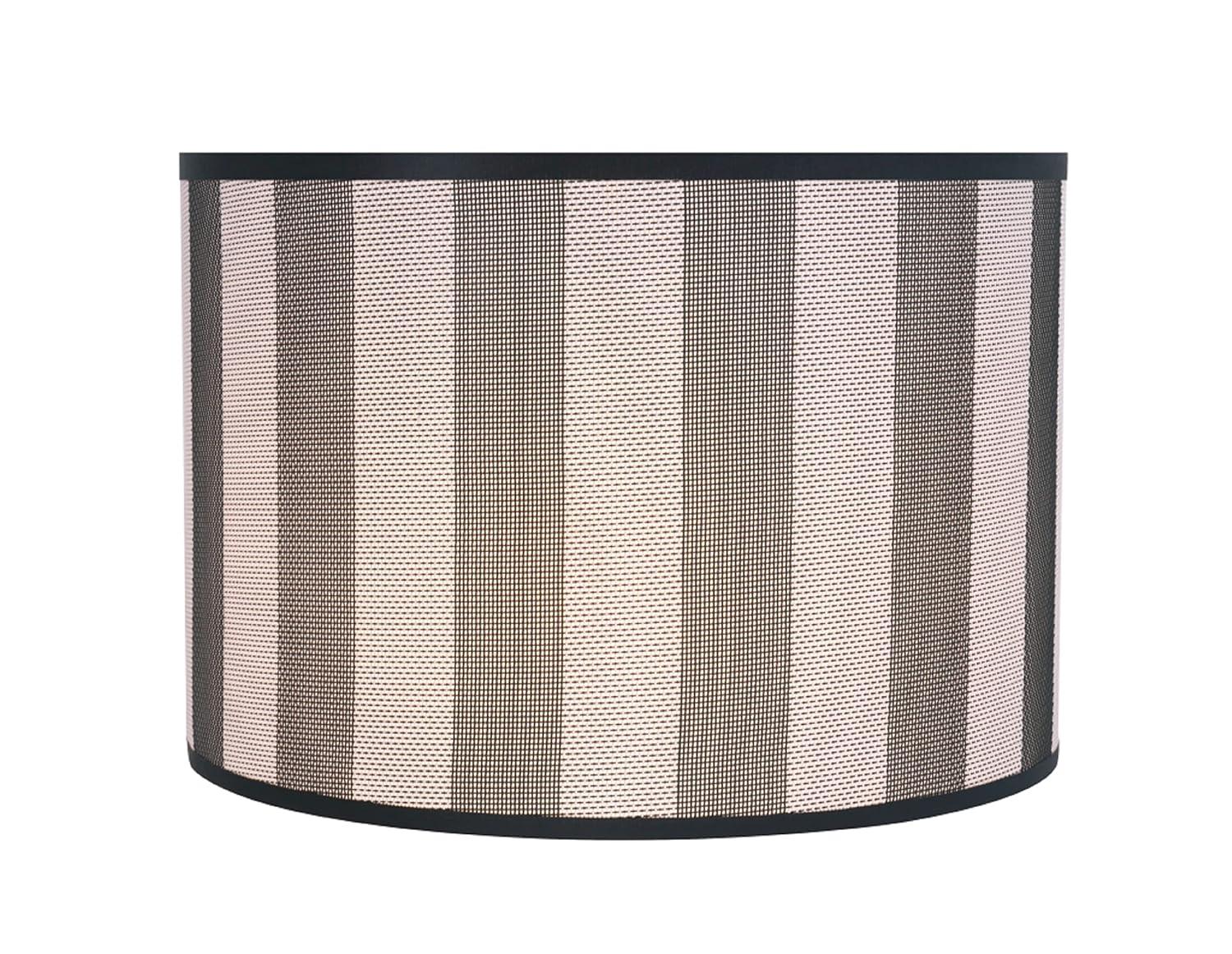 Aspen Creative 31161 Transitional Hardback Drum (Cylinder) Shaped Spider Construction Lamp Shade in Hunter Green & White Striped, 16" wide (16" x 16" x 11")