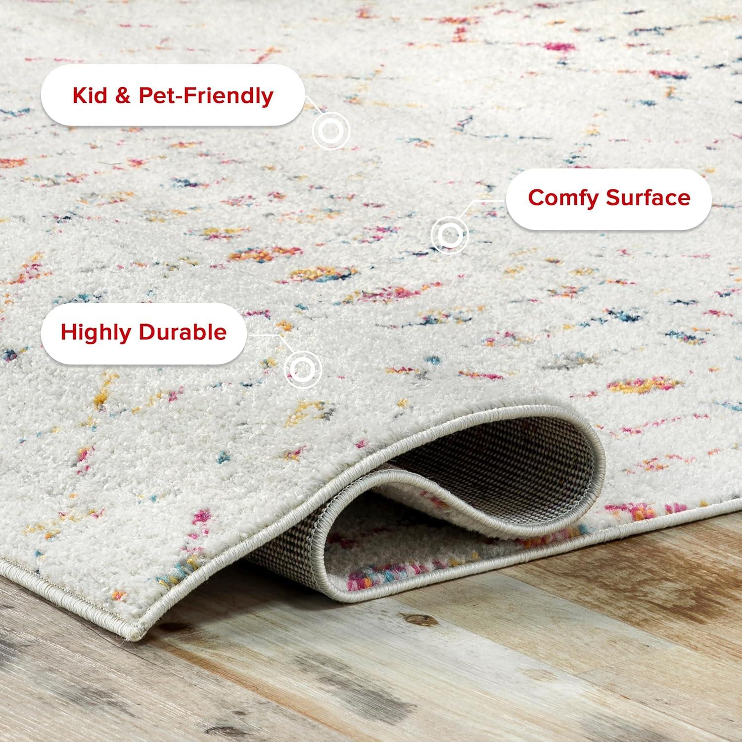 Nuloom 6 Square Moroccan Blythe Indoor Area Rug, Light Multicolor, Faded Bohemian Design, Stain Resistant, BedroomLiving Room, Kitchen,