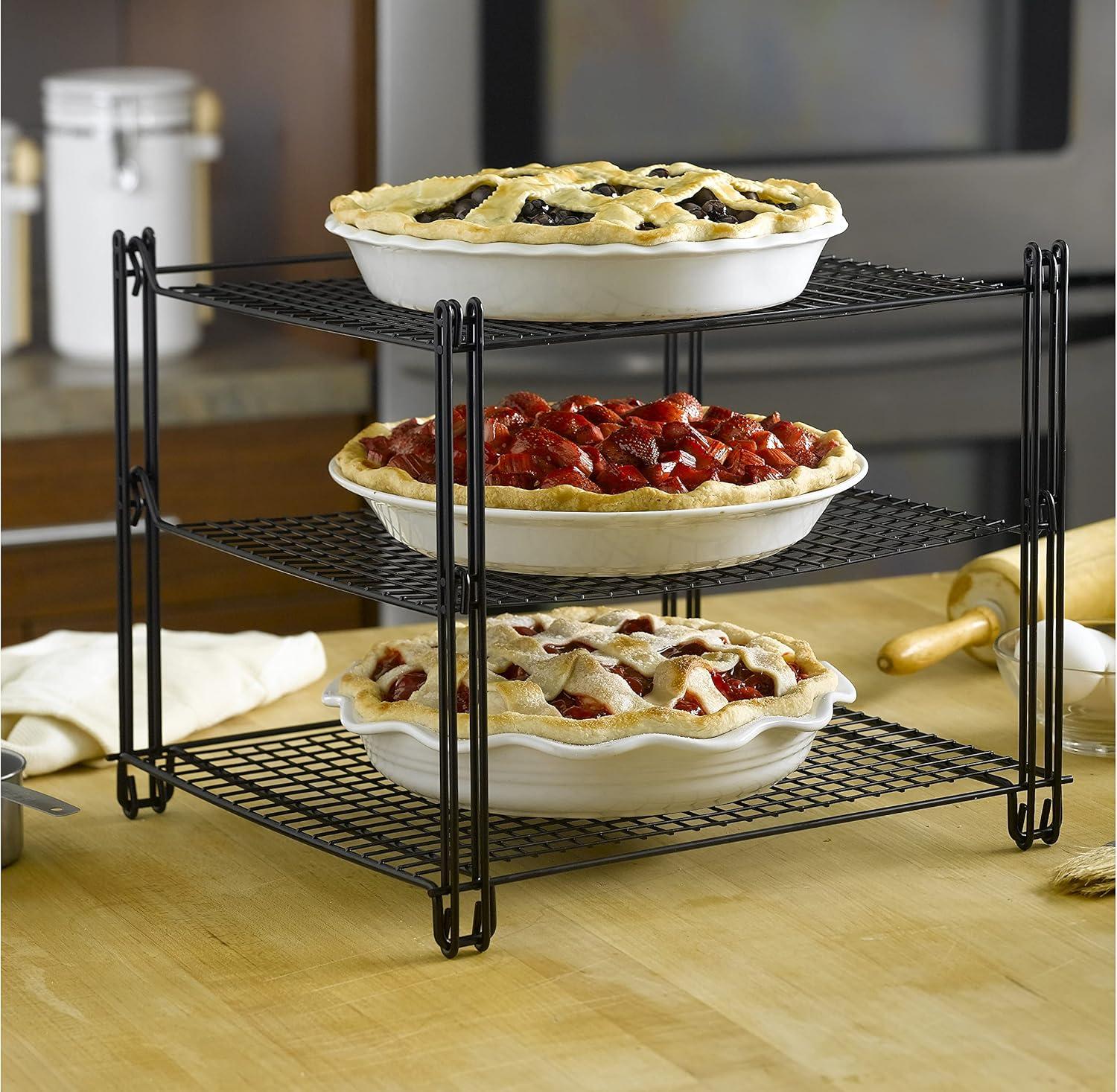 Black 3-Tier Non-Stick Wire Mesh Cooling Rack