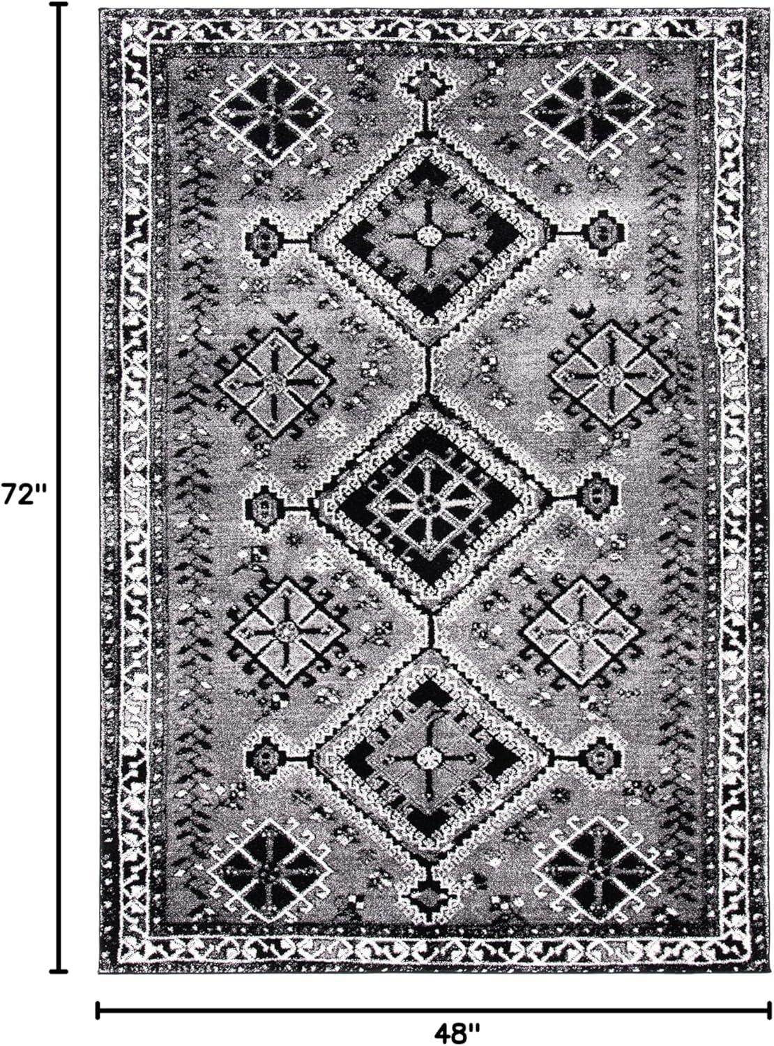 Vintage Hamadan VTH293 Power Loomed Area Rug - Grey/Black - 4'x6' - Safavieh.