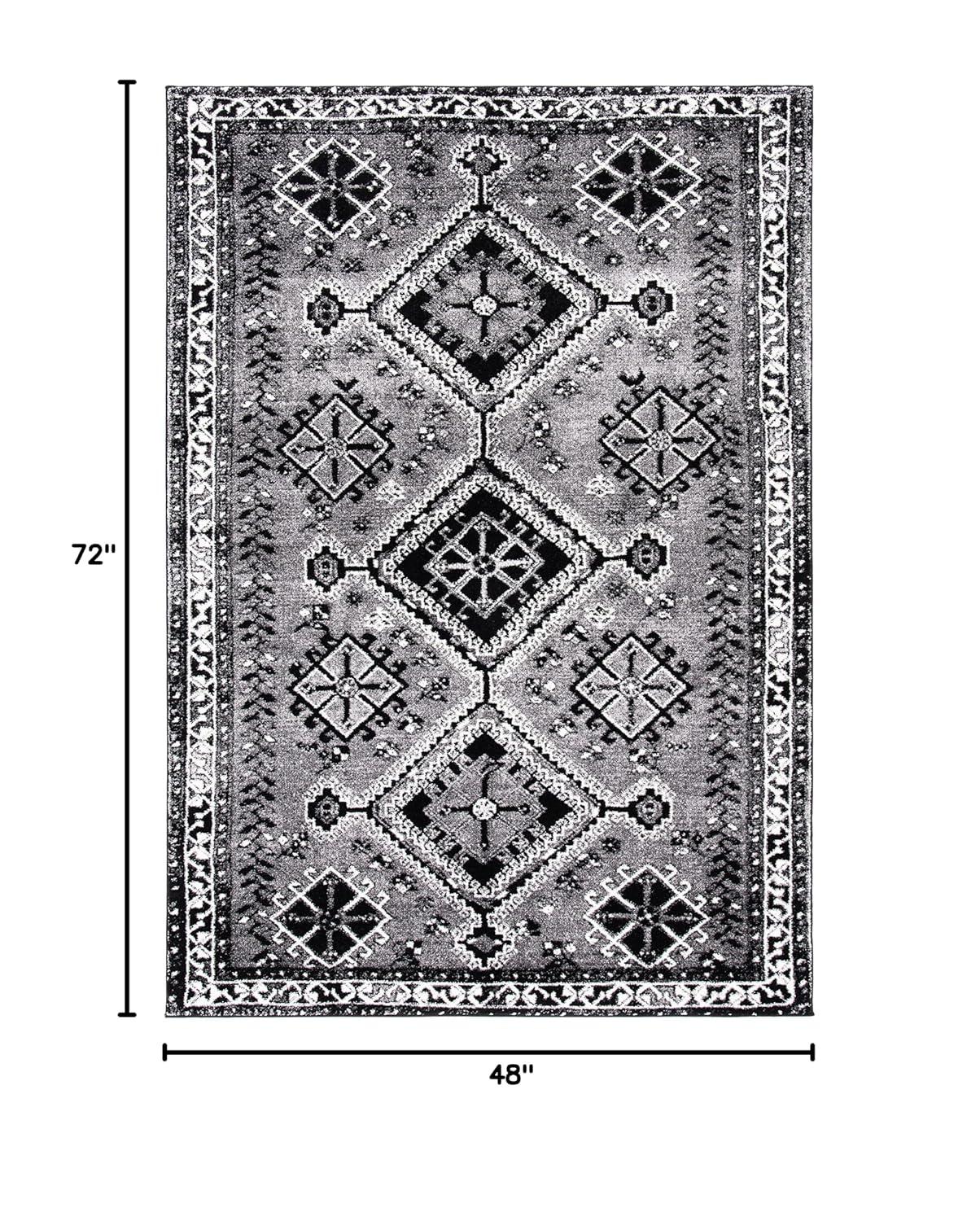 Vintage Hamadan VTH293 Power Loomed Indoor Area Rug - Grey/Black - 4'x6' - Safavieh