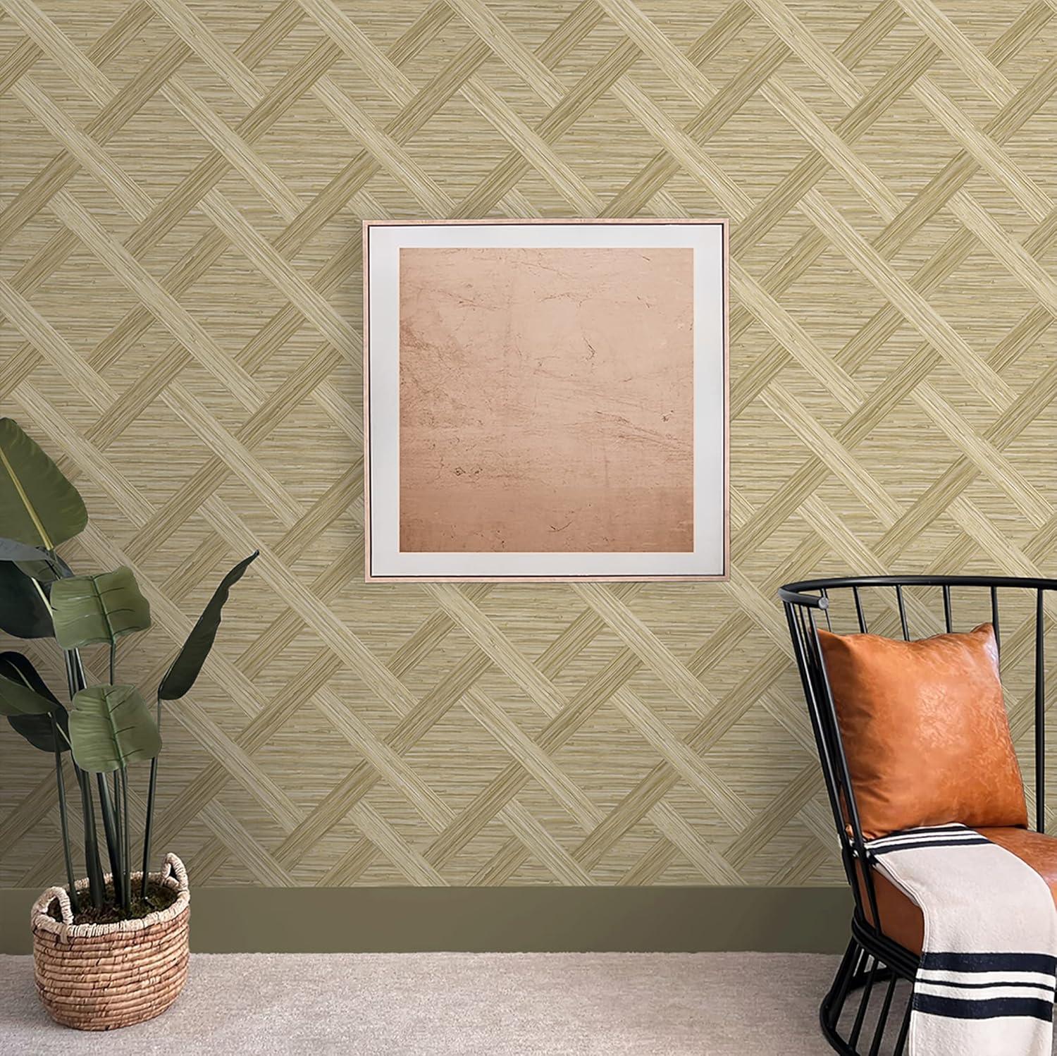 Java Weave Brown Faux Grasscloth Peel and Stick Wallpaper