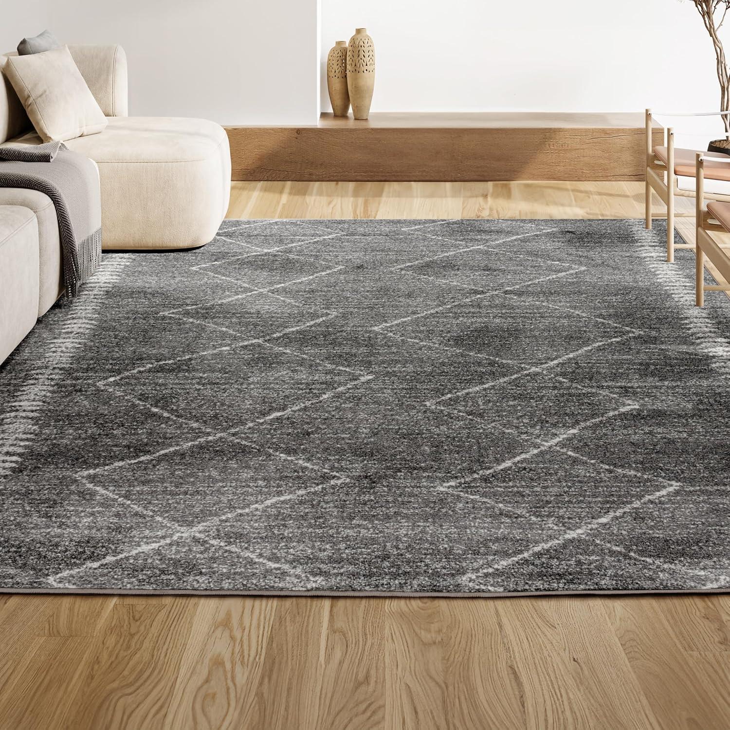 5'x8' Zaina Moroccan Beni Souk Area Rug, Gray/Cream - JONATHAN Y