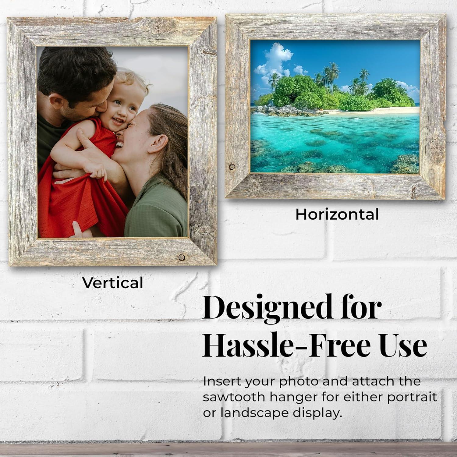 Rustic Farmhouse 20" x 24" Weathered Gray Reclaimed Wood Picture Frame (1.50" Molding)