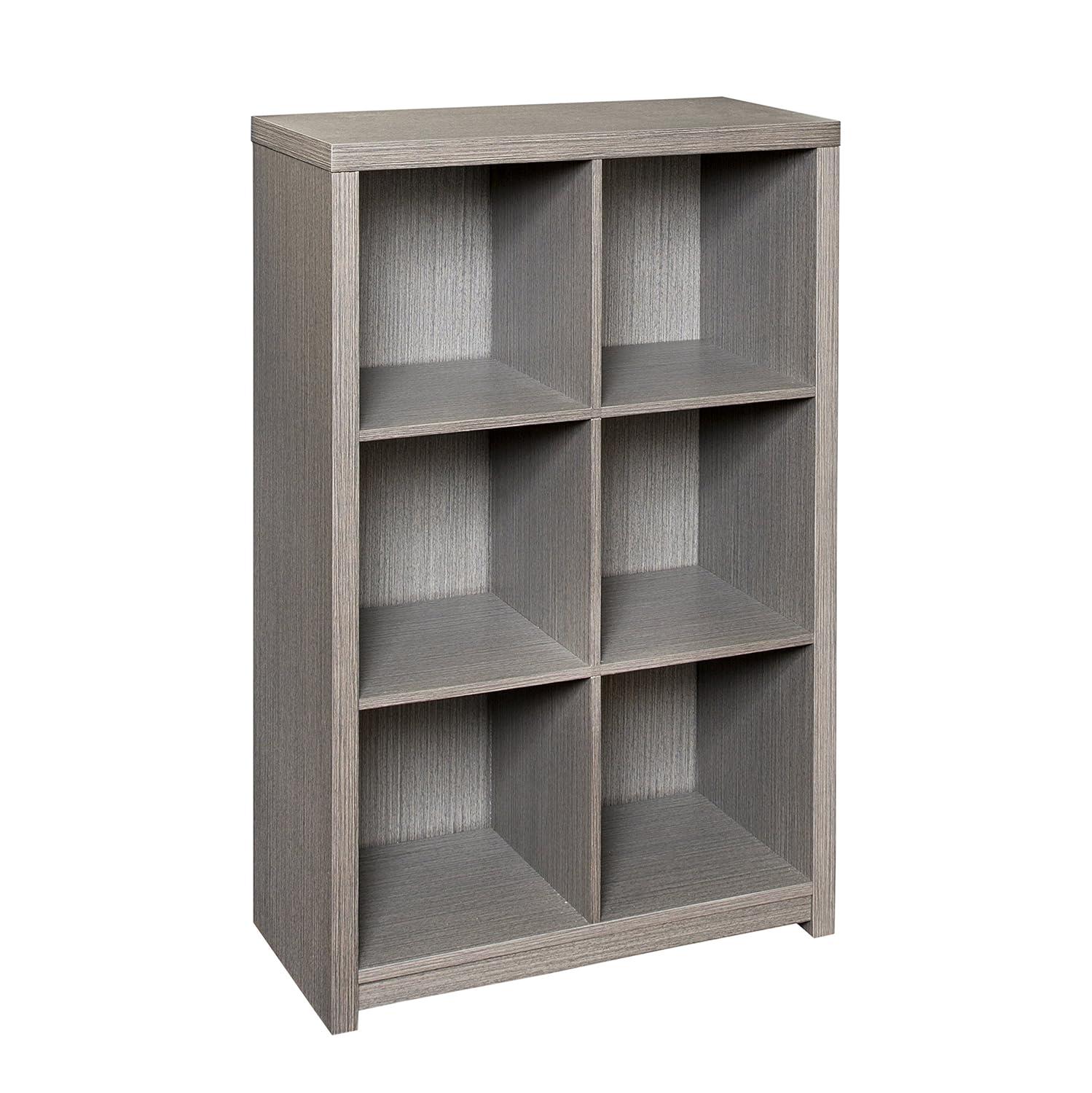 Honey-Can-Do Laminate 6-Cubby Cube Storage Shelves, Gray, Holds up to 15 lb per Shelf