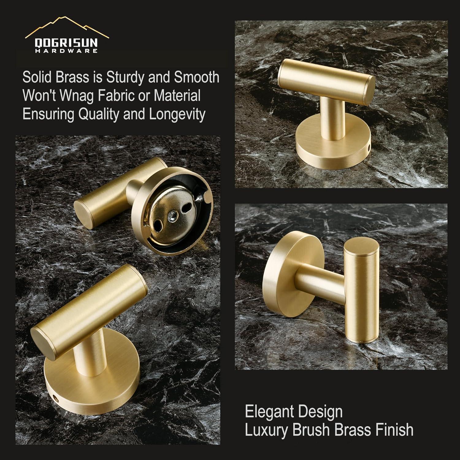 Brushed Brass Heavy Duty Wall Mounted Towel Hook