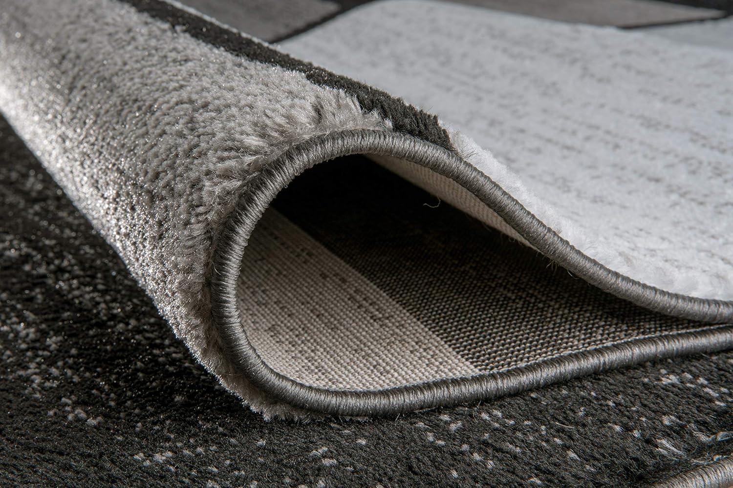 World Rug Gallery Contemporary Modern Boxed Color Block Gray 2'x10' Runner Rug:  Indoor,  Low Pile,  Stain-Resistant,  Area Rugs