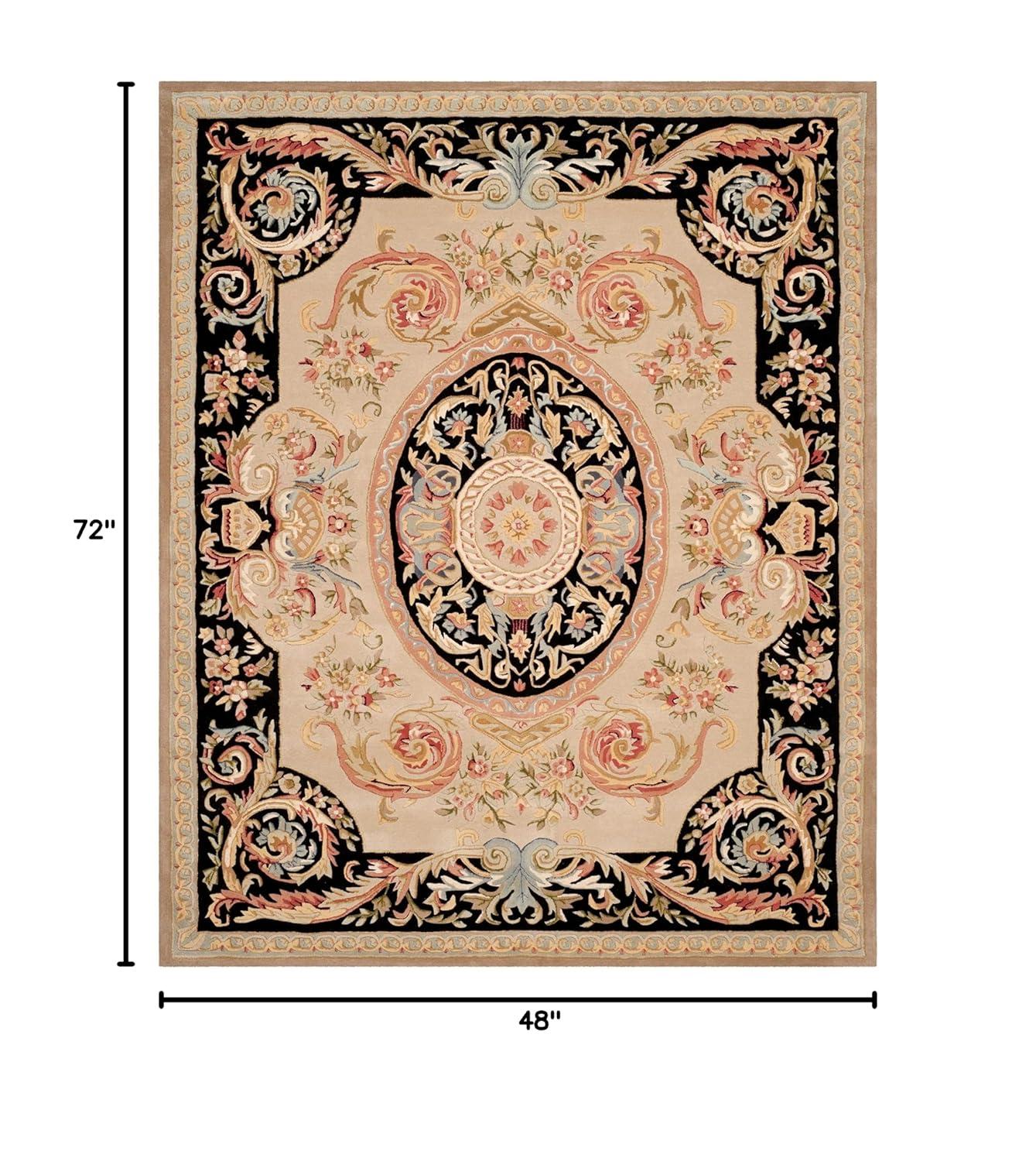 Savonnerie SAV206 Hand Tufted Area Rug - Ivory/Gold - 4'x6' - Safavieh.