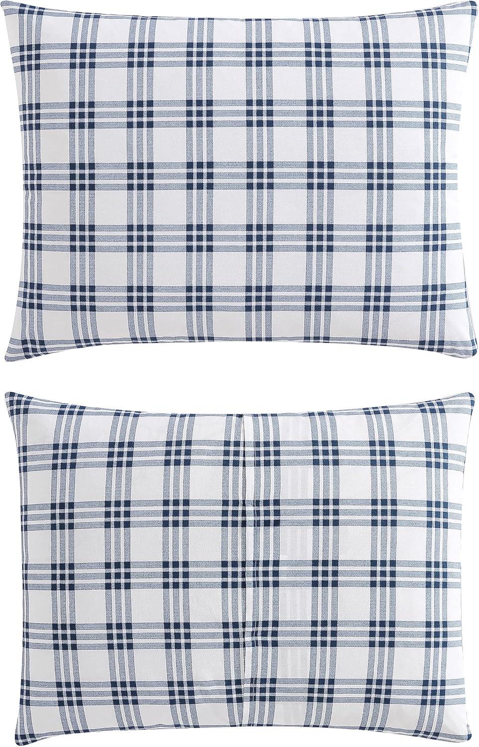 Eddie Bauer Basic Plaid Duvet Set Navy Blue