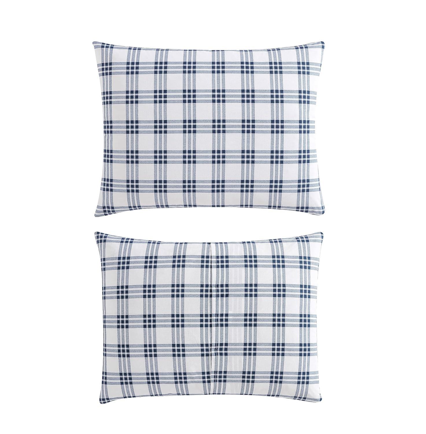 Eddie Bauer Arrowhead Eddie Bauer Basic Plaid Navy Cotton Percale Duvet Cover Set
