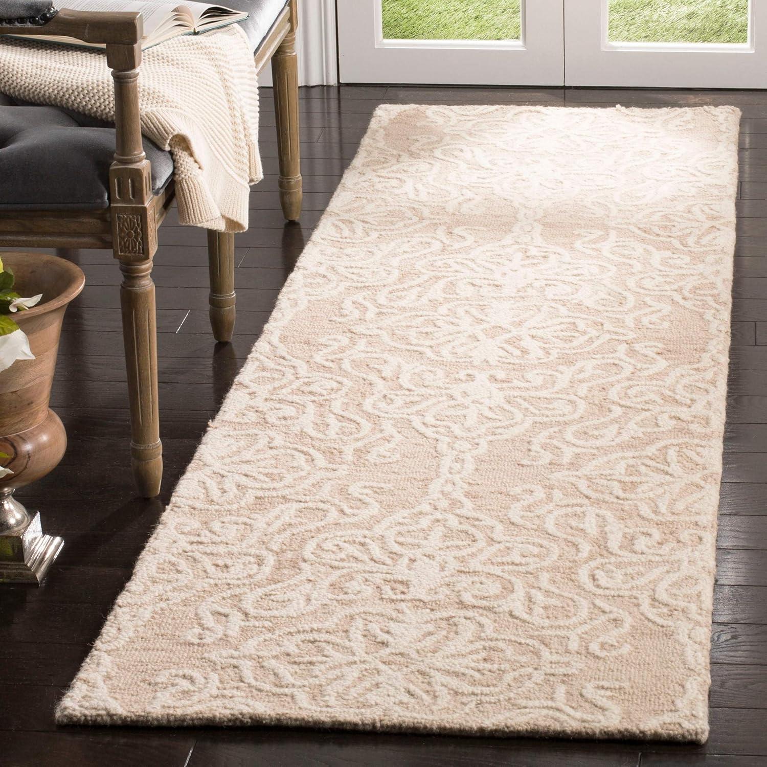 Elegant Silver/Ivory Floral Hand-Tufted Wool Rug, 4' x 6'