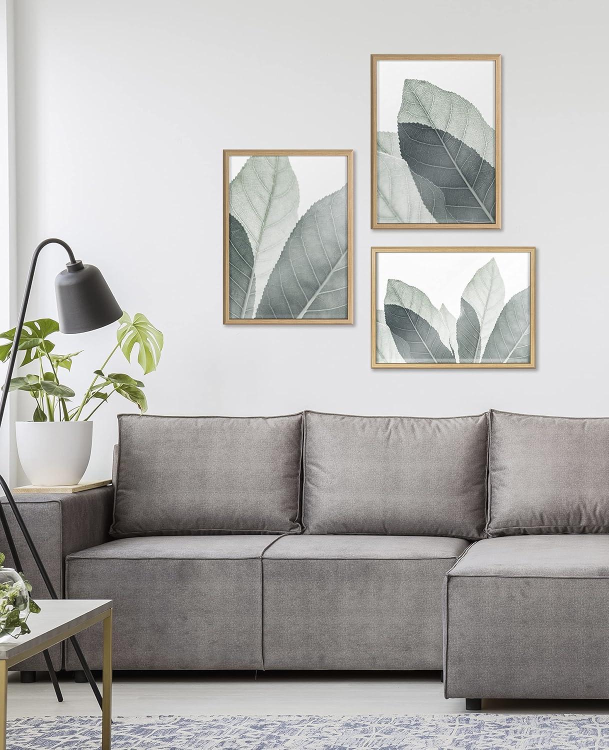 18" x 24" Blake Modern Leaf Botanical III Framed Printed Glass Natural/Green - Kate & Laurel All Things Decor