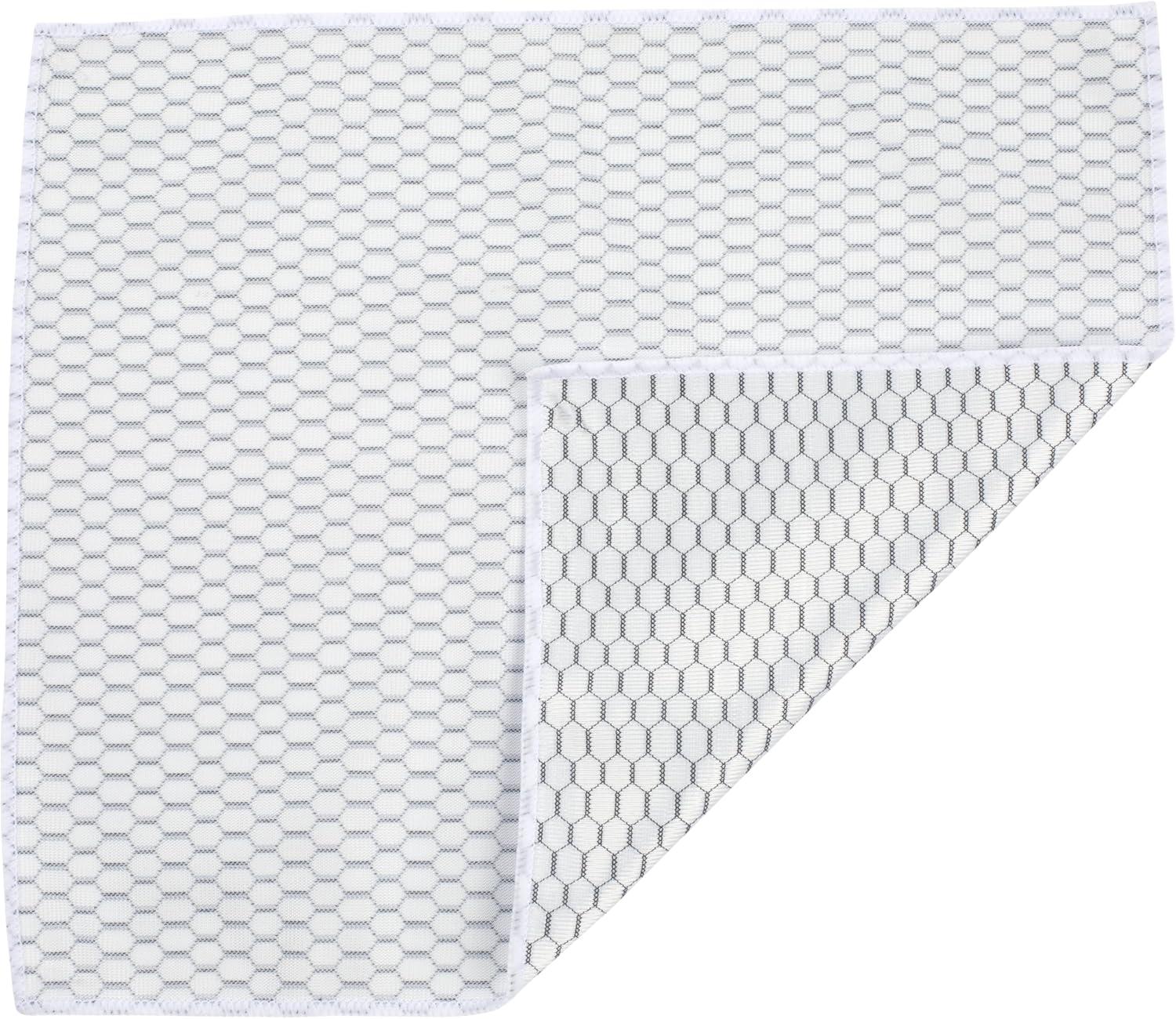 Casabella Microfiber Glass Cloth - White Honeycomb Print (2pk) (12" x 14"), 100% Microfiber, for Glassware, Windows and Mirrors, Streak-Free, Lint-Free