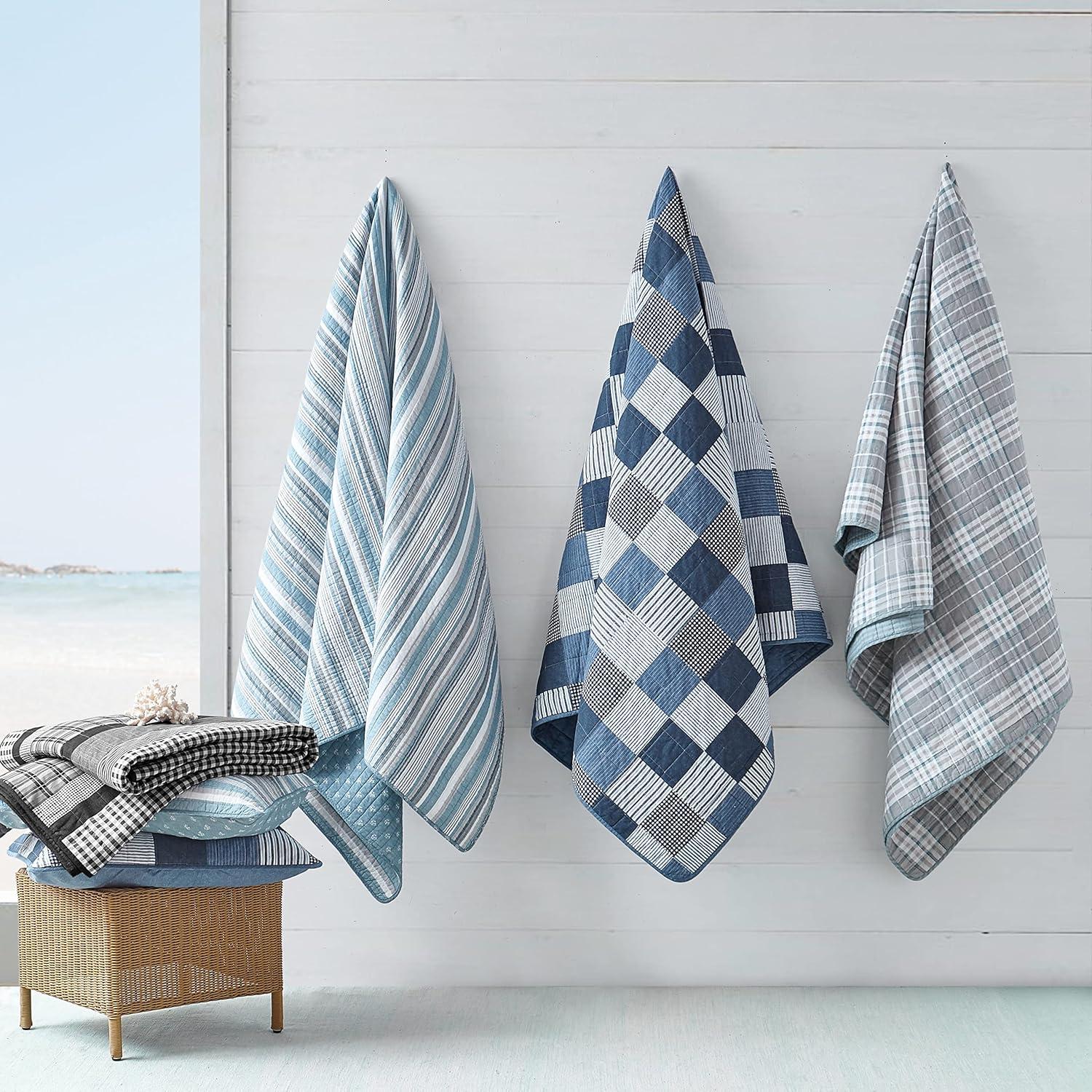 Nautica Nautica Jettison Cotton Reversible Blue Quilt Set