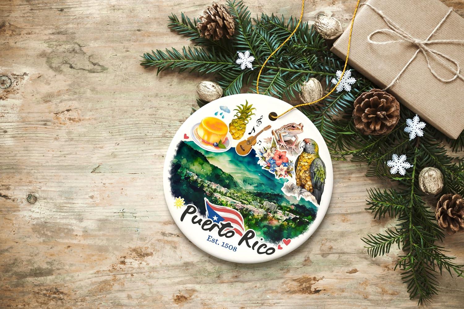 Artistic Puerto Rico Tropical Scenery Ornament, Caribbean Paradise Souvenir Gift  3