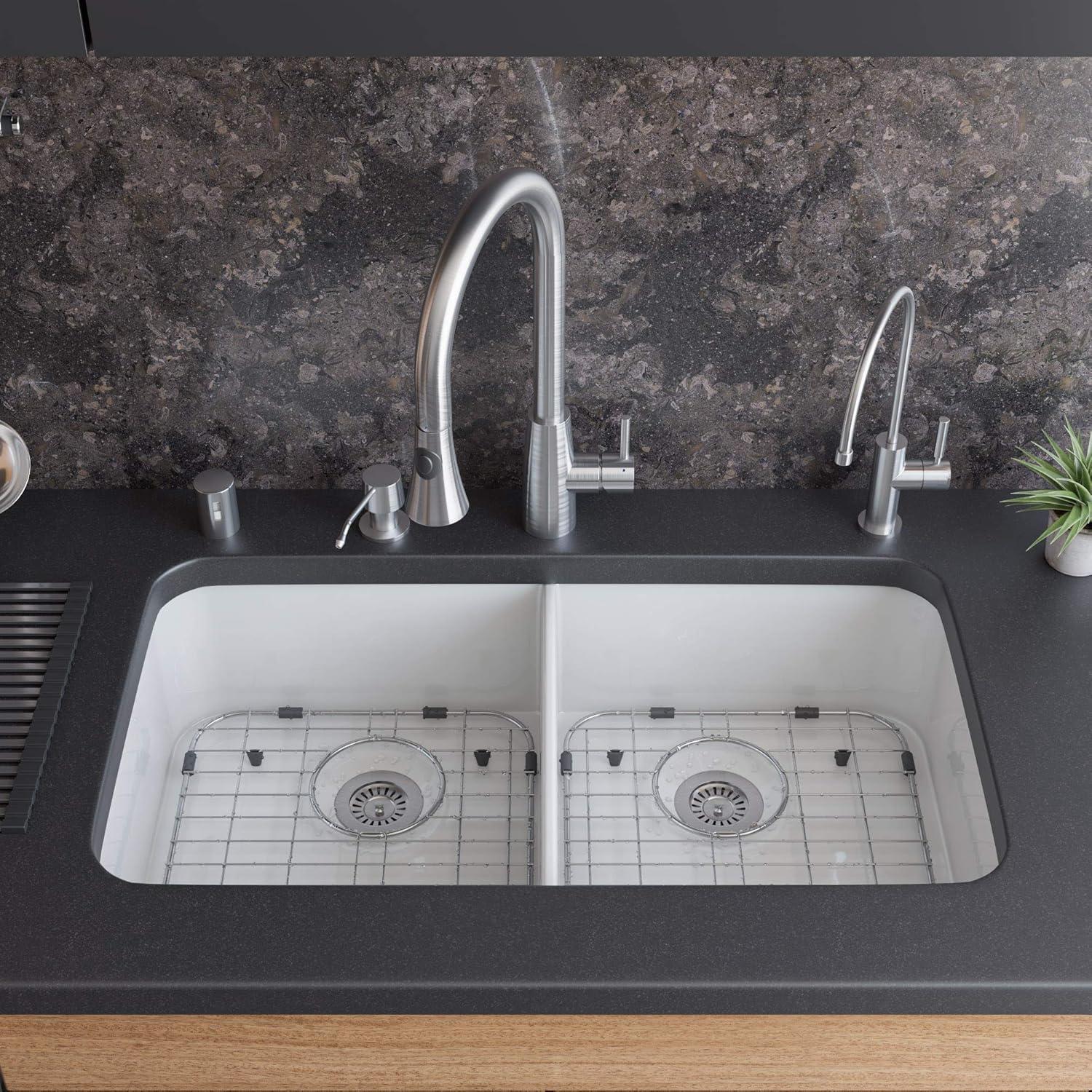 32'' L Undermount Double Bowl Fireclay Kitchen Sink