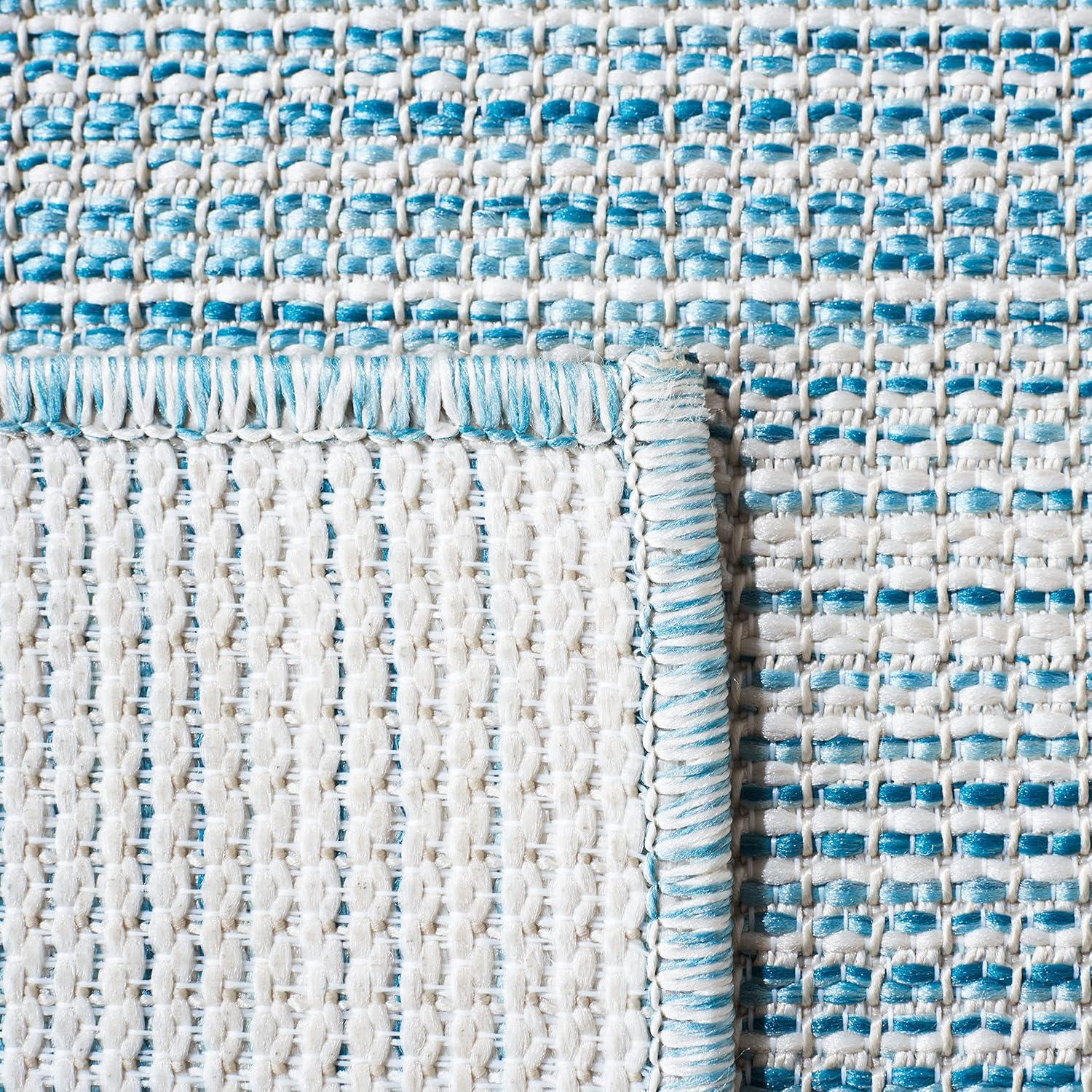 Hampton HTN231 Power Loomed Indoor/Outdoor Area Rug - Aqua Ivory/Multi - 5'1"x7'6" - Safavieh.