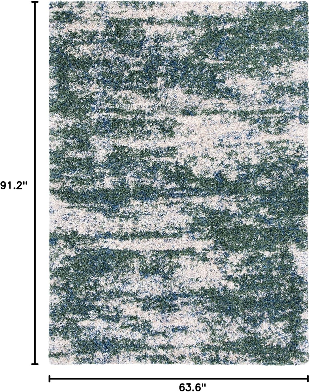 Berber Shag BER219 Power Loomed Area Rug - Green/Beige - 5'3"x7'6" - Safavieh.